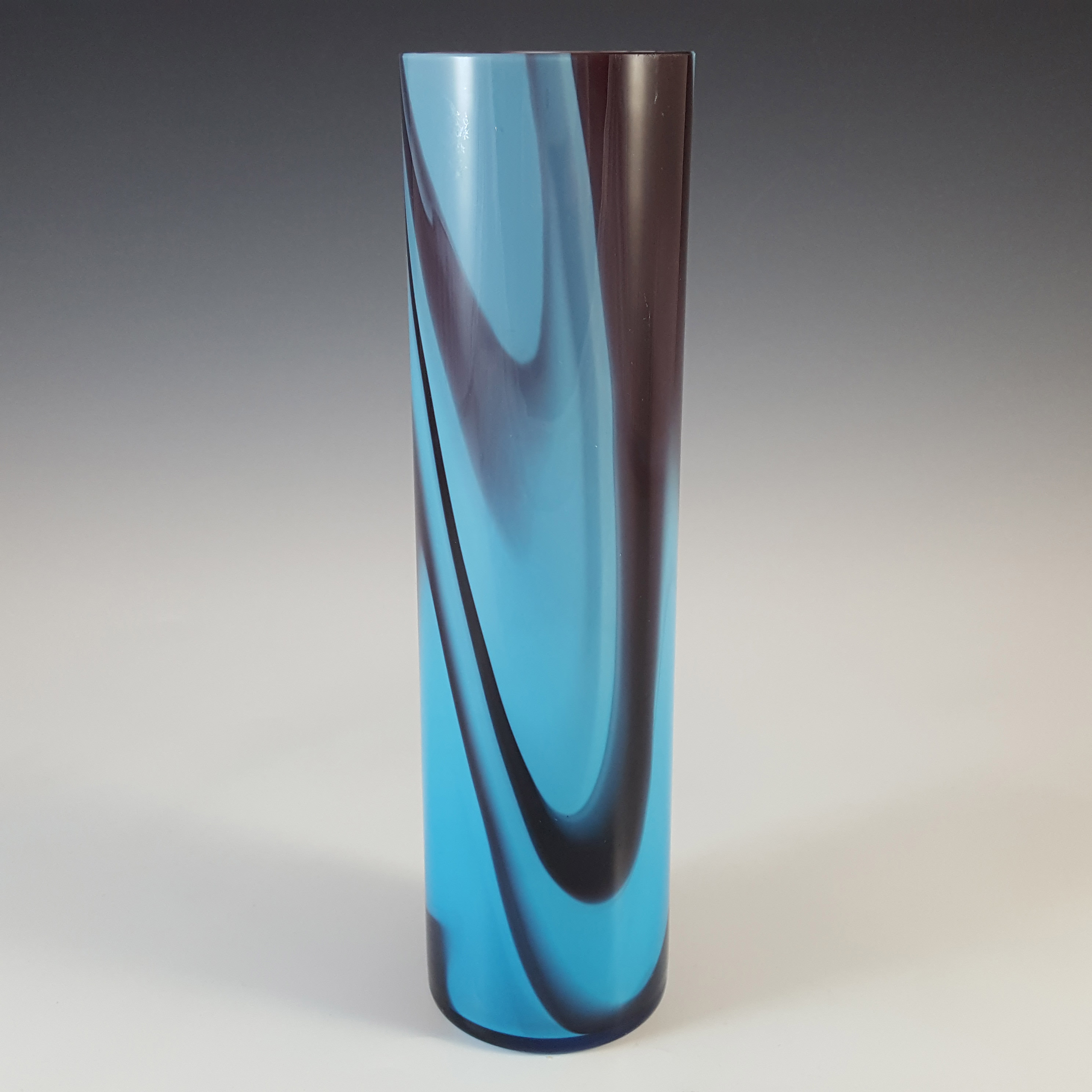 Carlo Moretti Marbled Blue & Purple Murano Glass Vase - Click Image to Close
