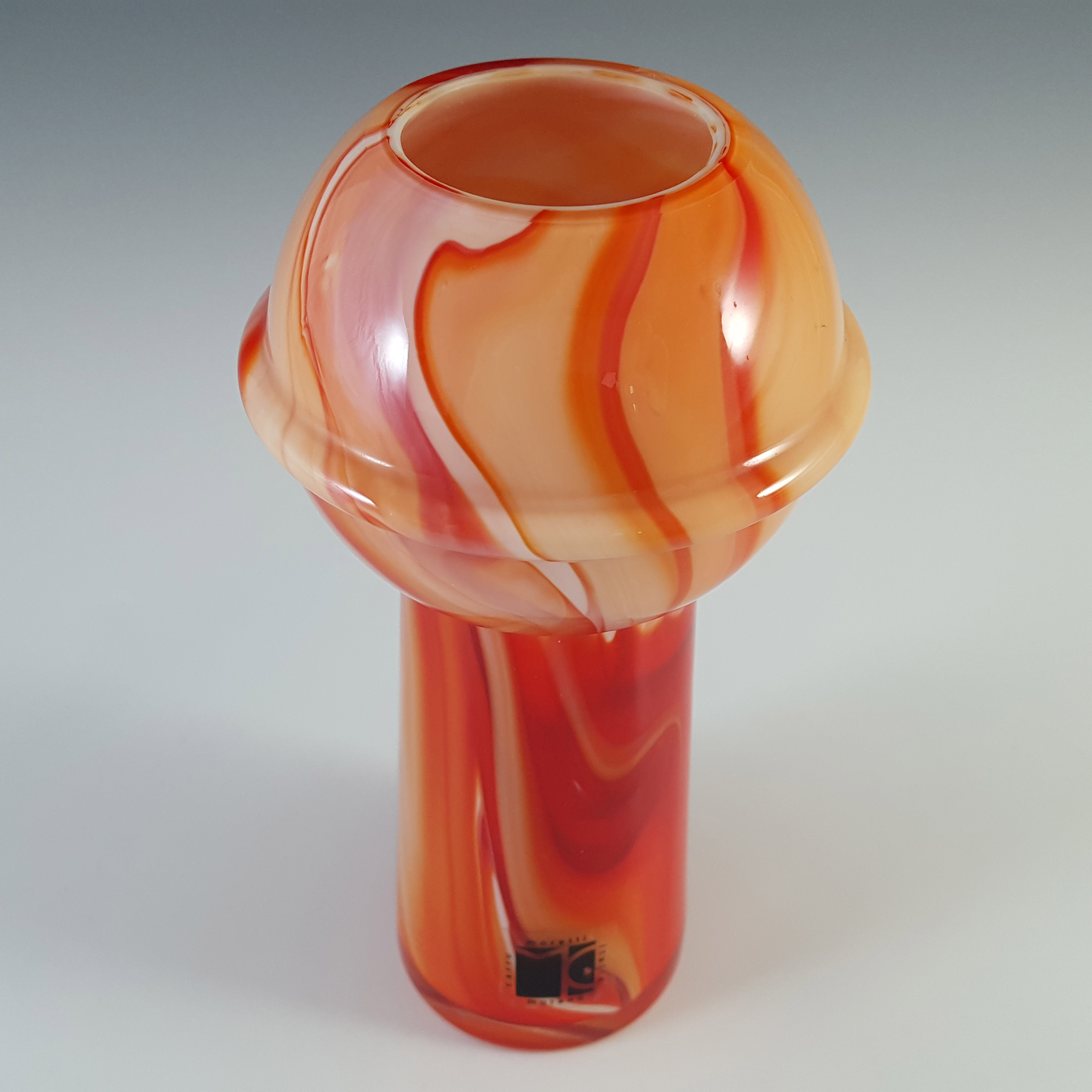 (image for) Carlo Moretti Vintage Red & White Murano Glass Vase - Click Image to Close
