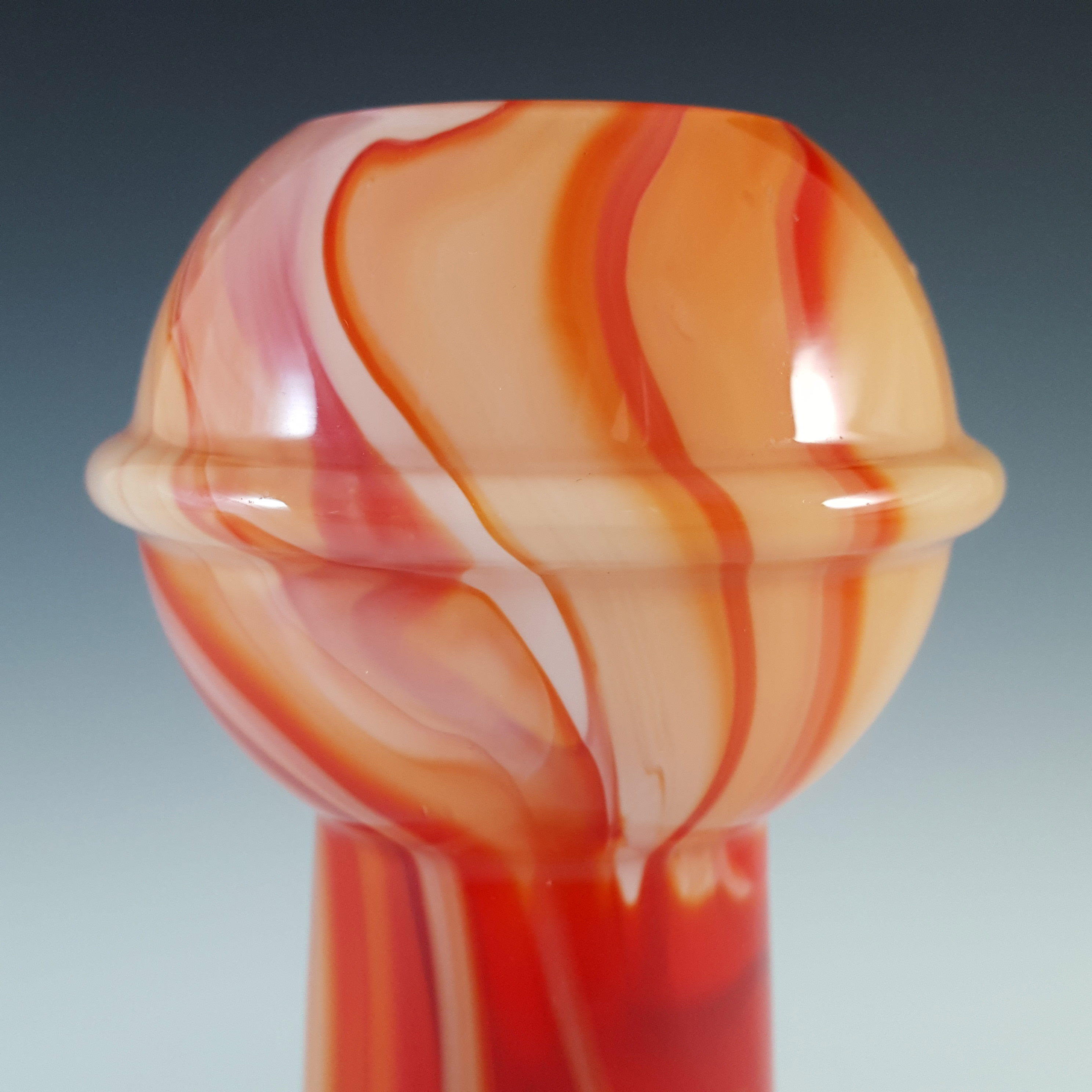 Carlo Moretti Vintage Red & White Murano Glass Vase - Click Image to Close