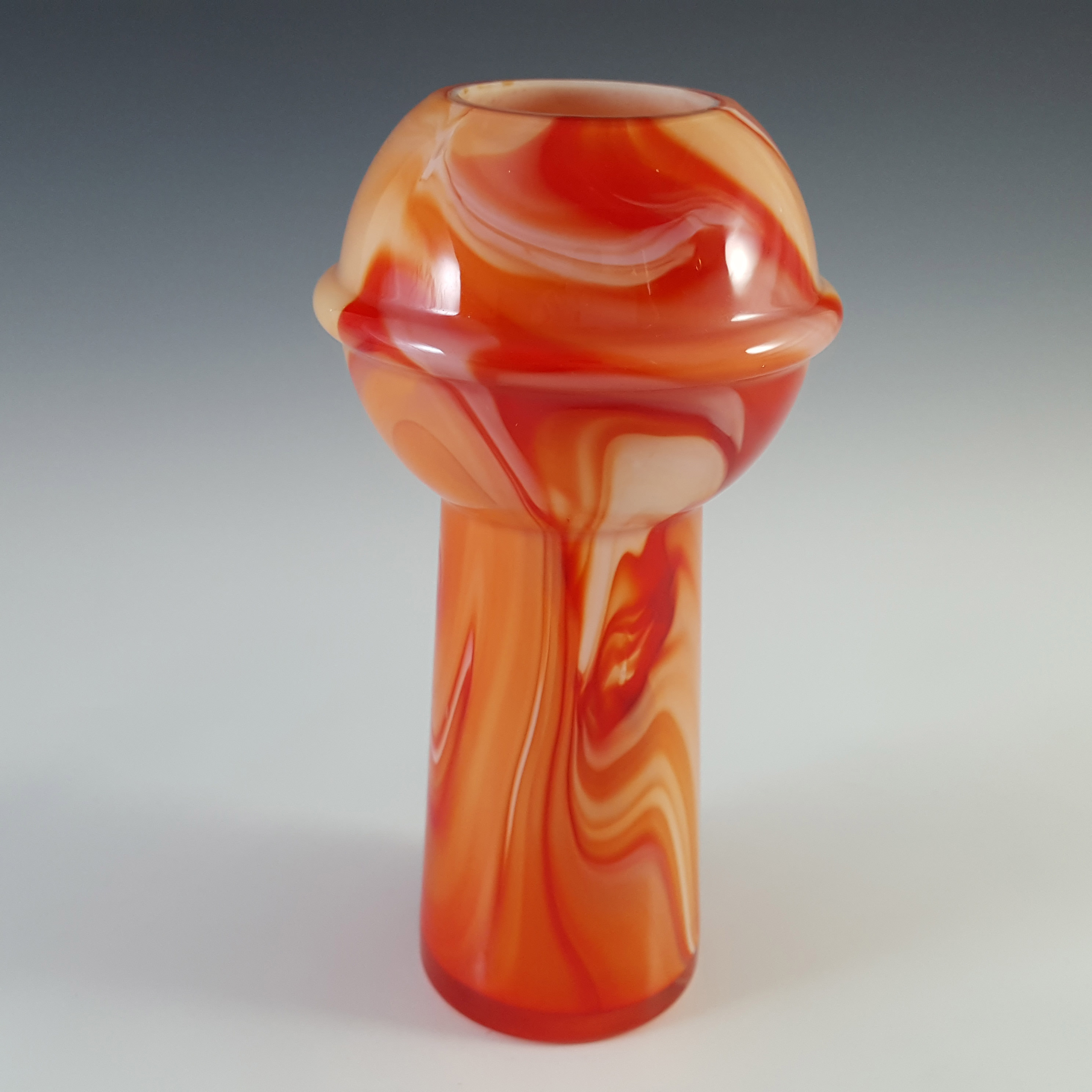 (image for) Carlo Moretti Vintage Red & White Murano Glass Vase - Click Image to Close