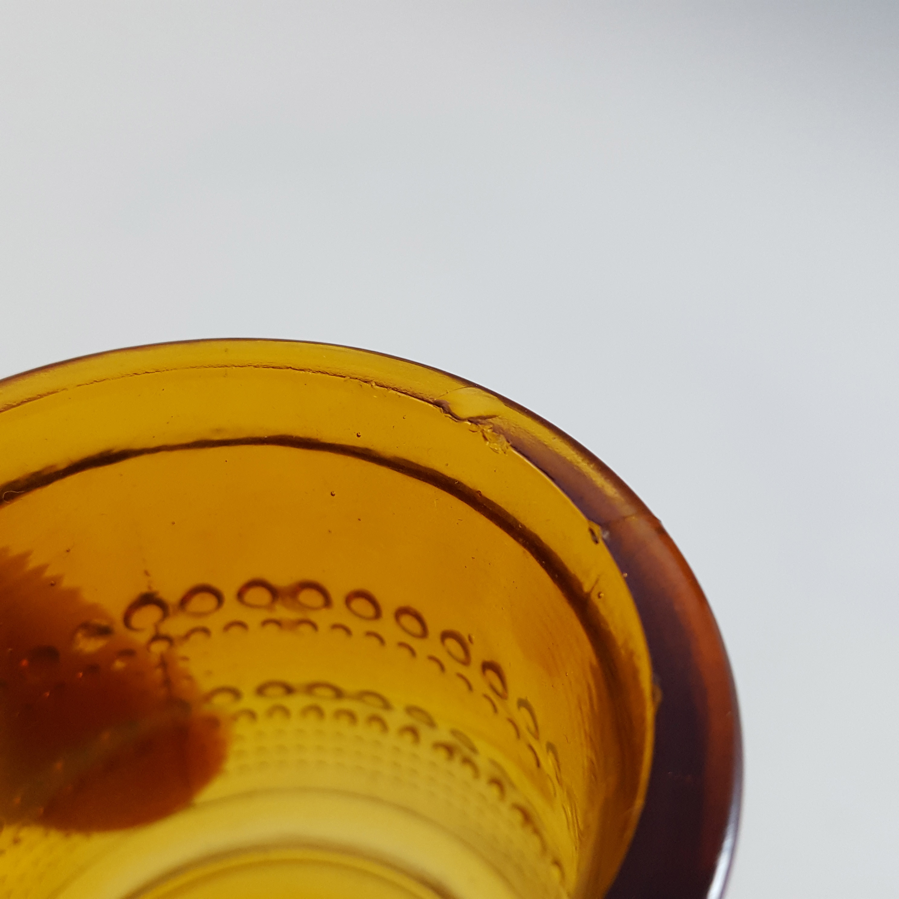 Cascade / Wood Bros or Nuutajarvi Amber Glass 'Kastehelmi' Pot - Click Image to Close