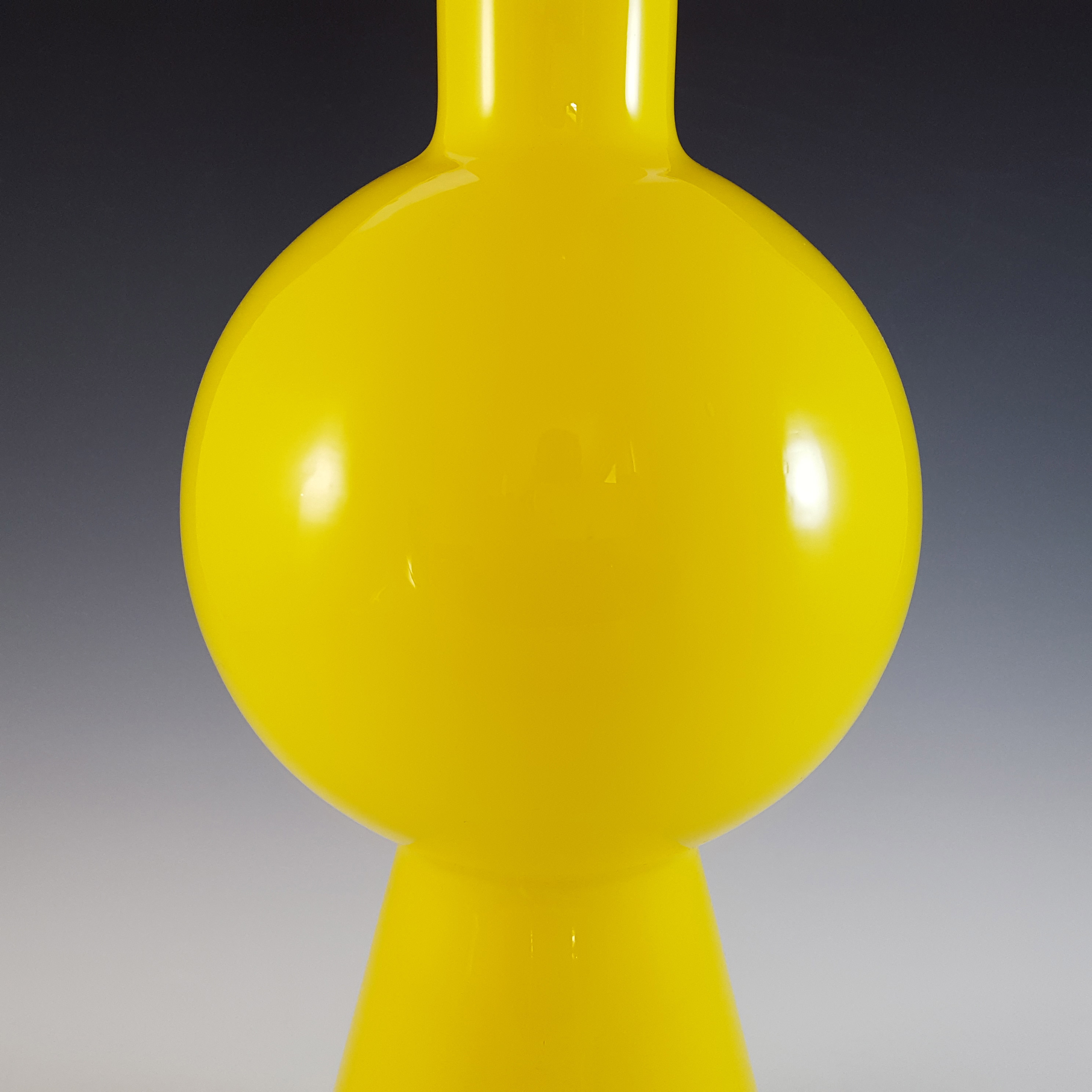 HUGE Empoli Vintage Retro Yellow Glass Rocket Bottle Vase - Click Image to Close