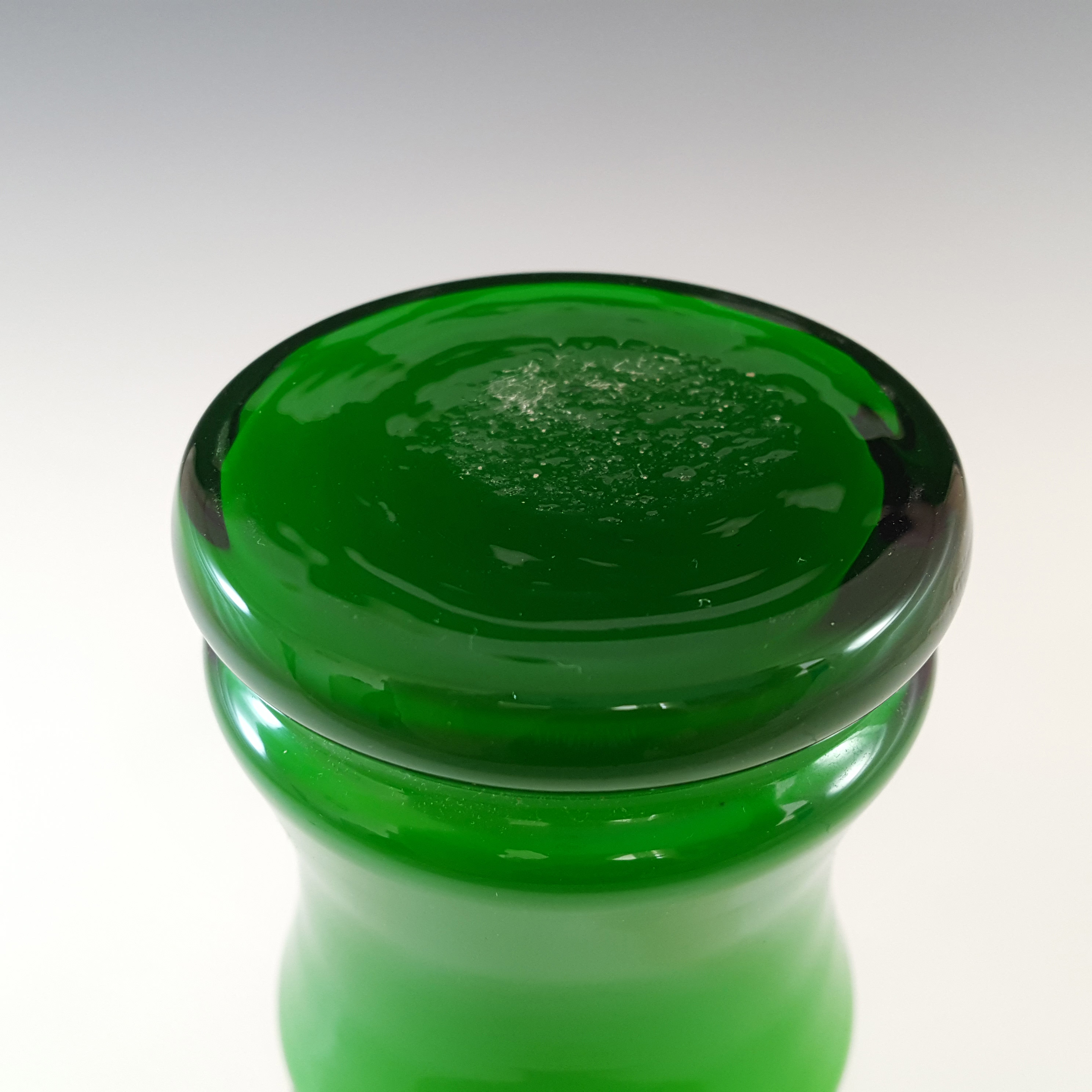 Chinese Vintage 1970's Green Retro Cased Glass 'Bamboo' Vase - Click Image to Close