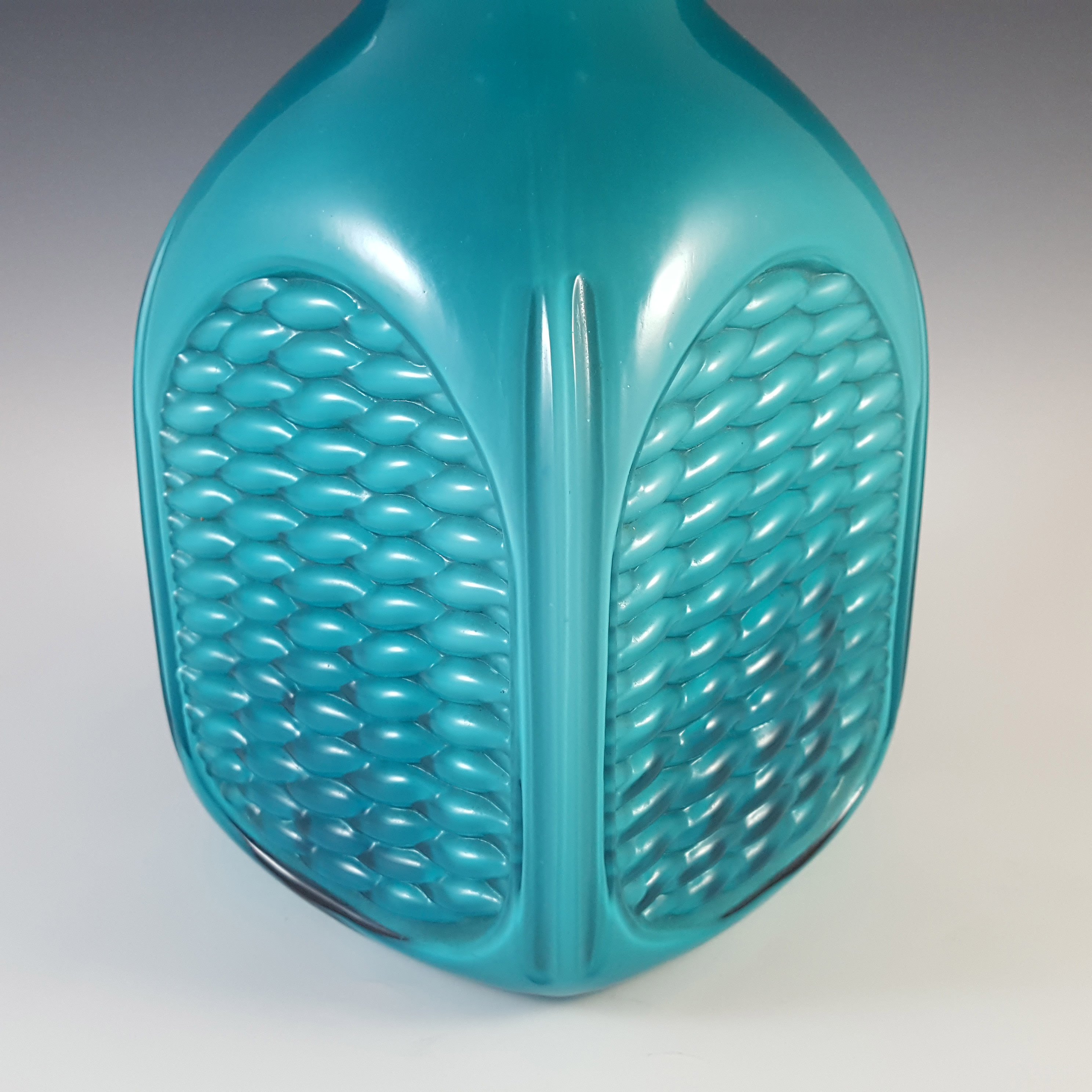 (image for) Empoli 1970's Large Italian Turquoise Retro Cased Glass Vase - Click Image to Close