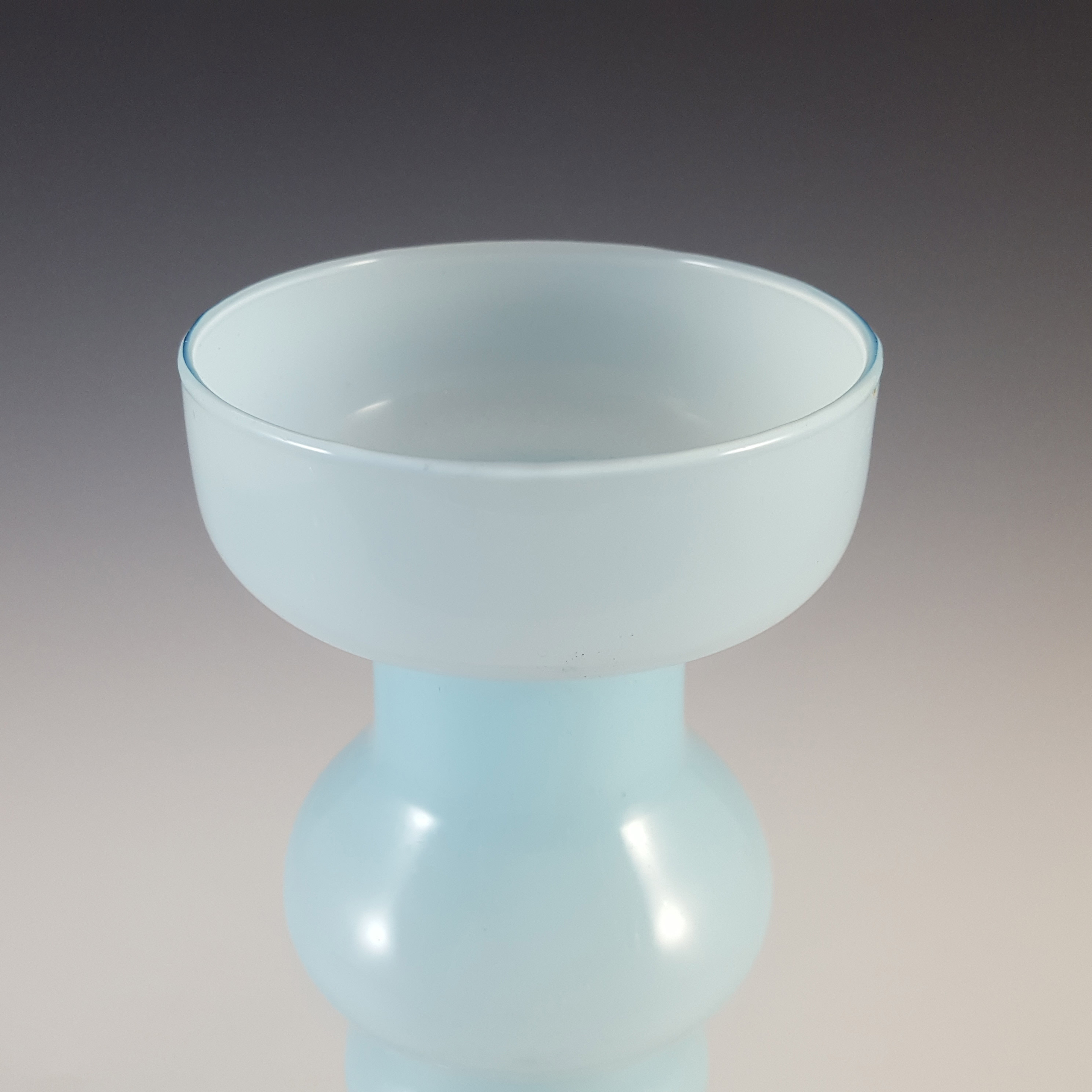(image for) Empoli 1970's Italian Blue Retro Cased Glass Hooped Vase - Click Image to Close
