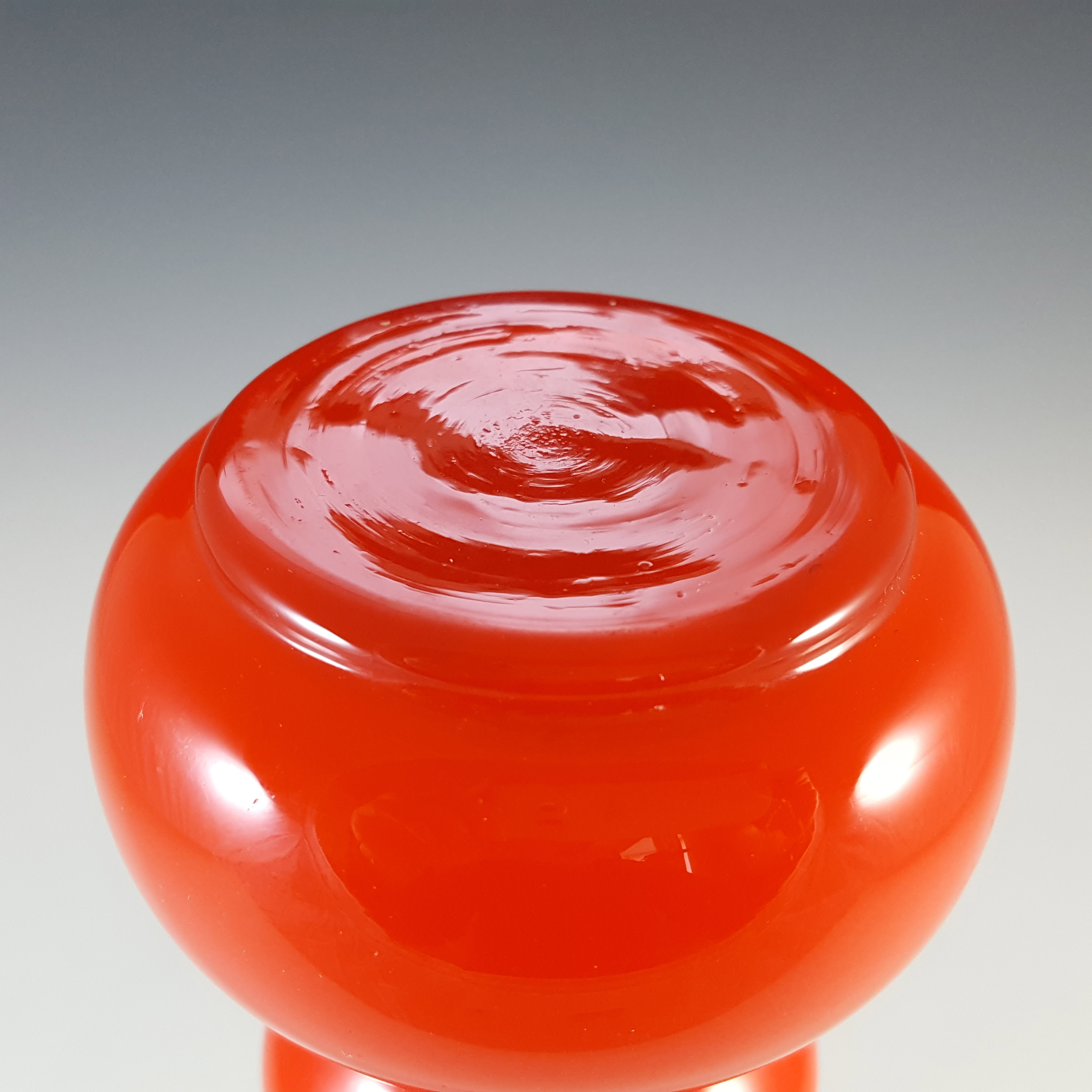 Empoli Vintage Italian Orange Retro Cased Glass Vase - Click Image to Close