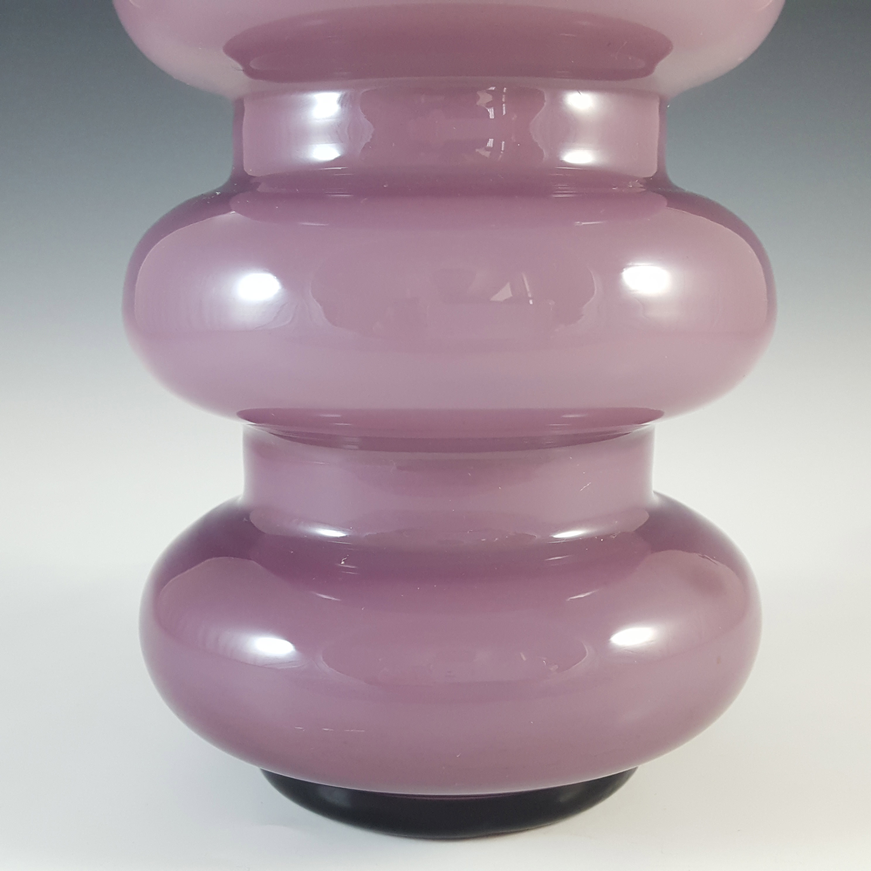 (image for) Ryd Glasbruk Swedish / Scandinavian Purple Glass Hooped 10" Vase - Click Image to Close
