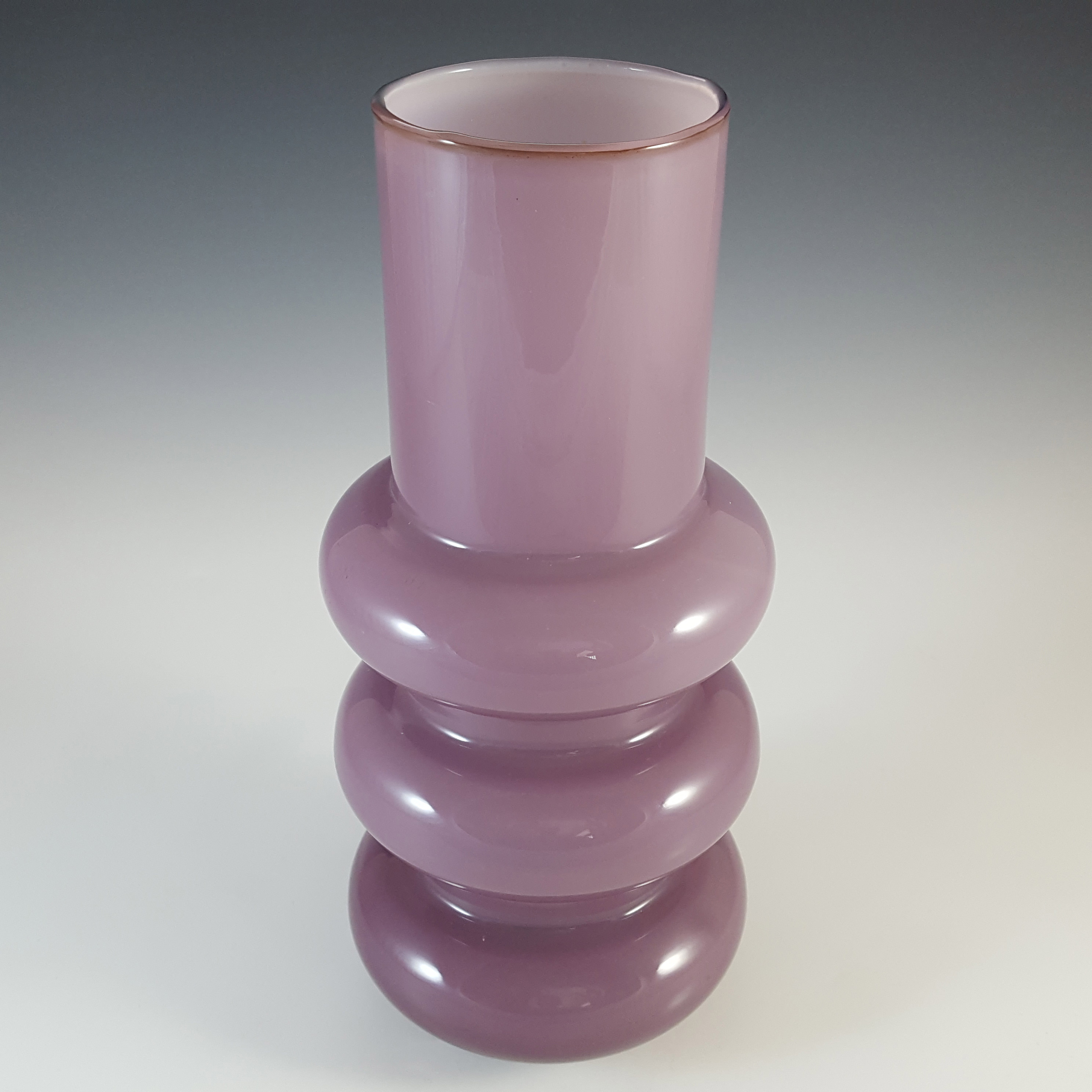 (image for) Ryd Glasbruk Swedish / Scandinavian Purple Glass Hooped 10" Vase - Click Image to Close