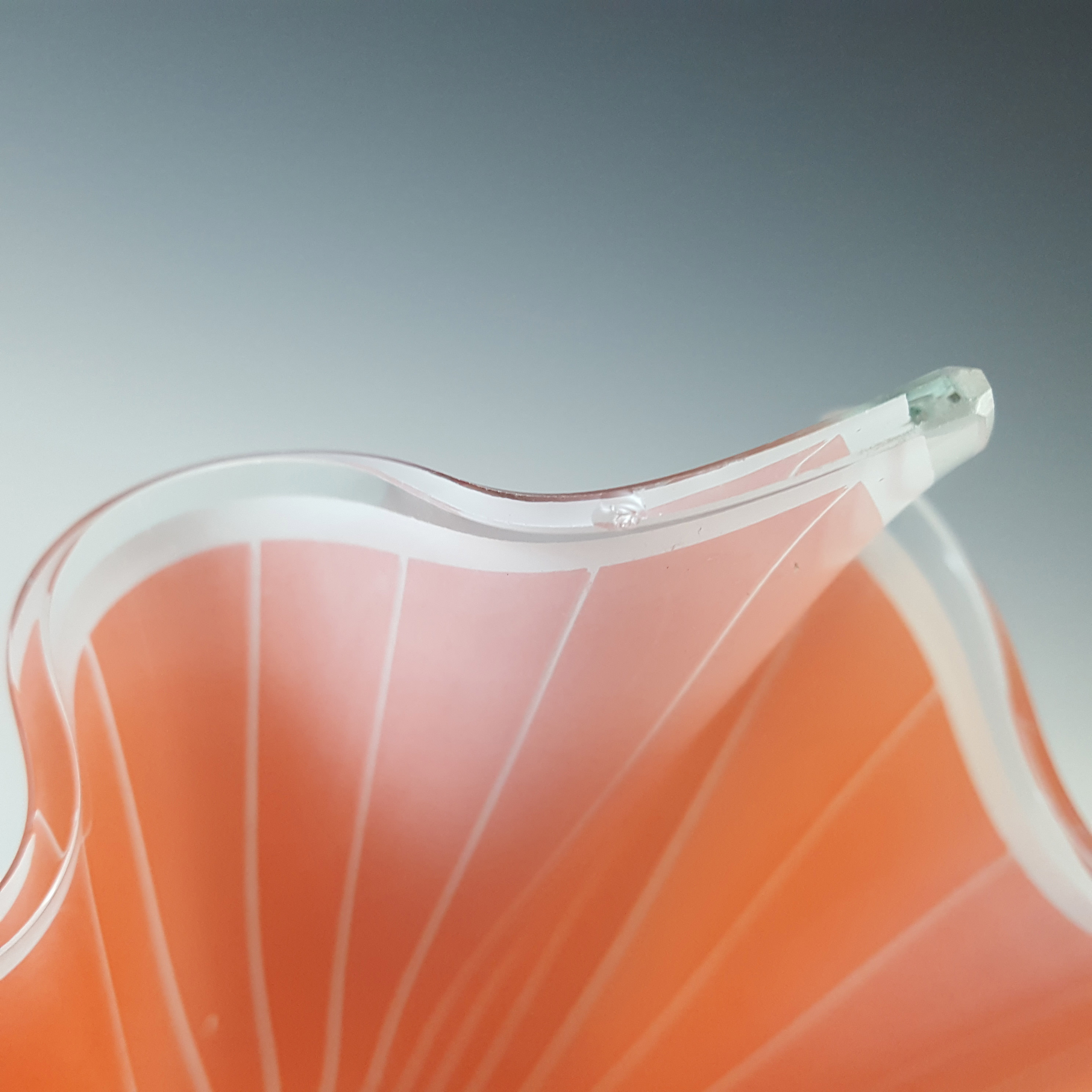 (image for) Chance Brothers Orange Glass 'Cordon' Retro Handkerchief Vase - Click Image to Close
