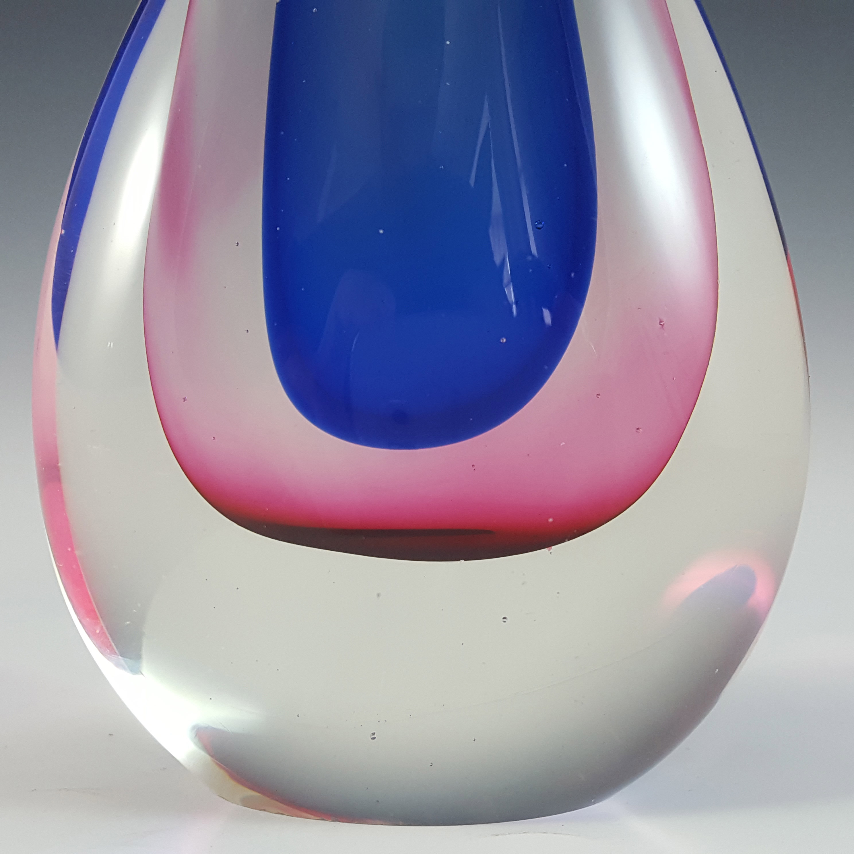 Chinese Murano Style Pink & Blue Sommerso Glass Teardrop Paperweight - Click Image to Close