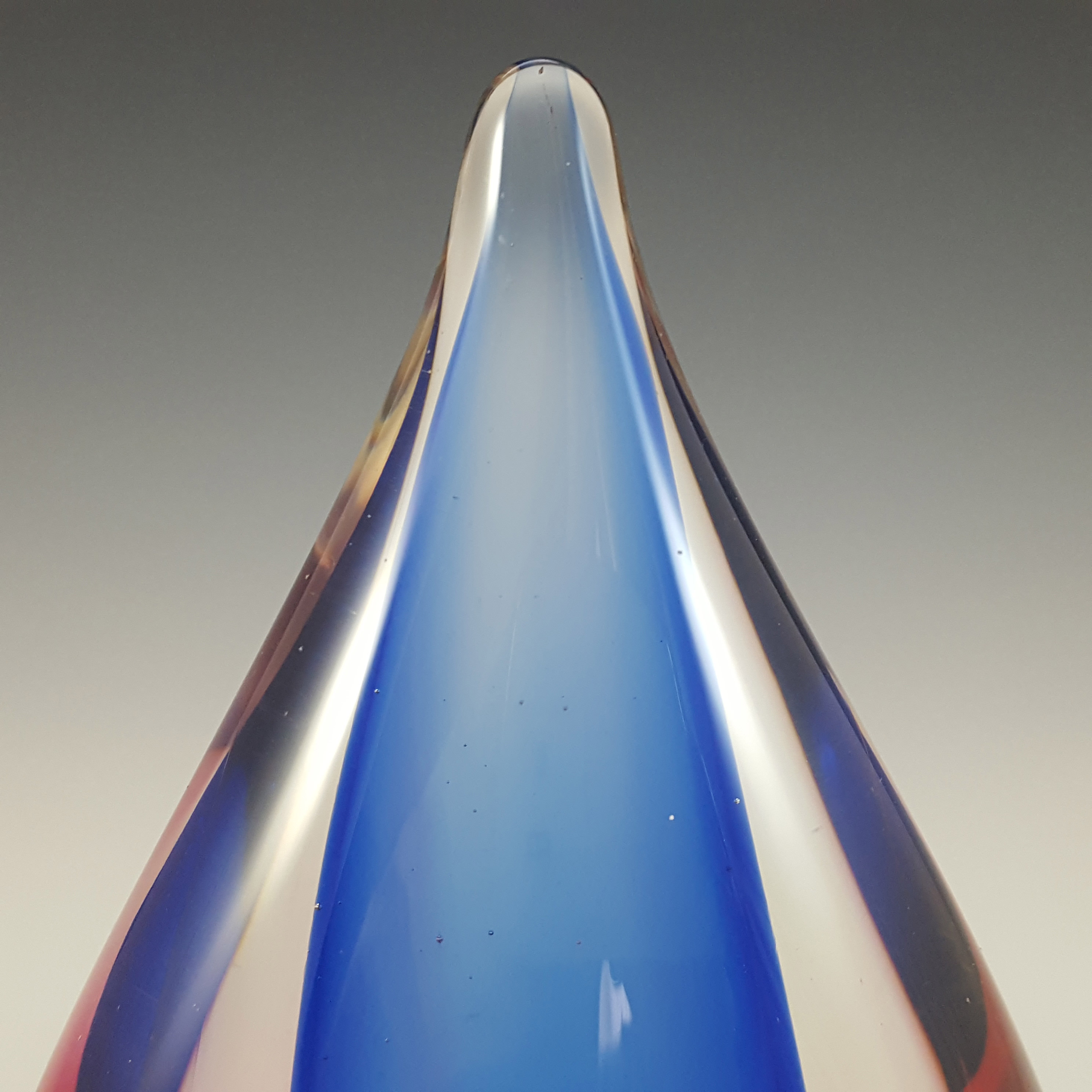 (image for) Chinese Murano Style Pink & Blue Sommerso Glass Teardrop Paperweight - Click Image to Close