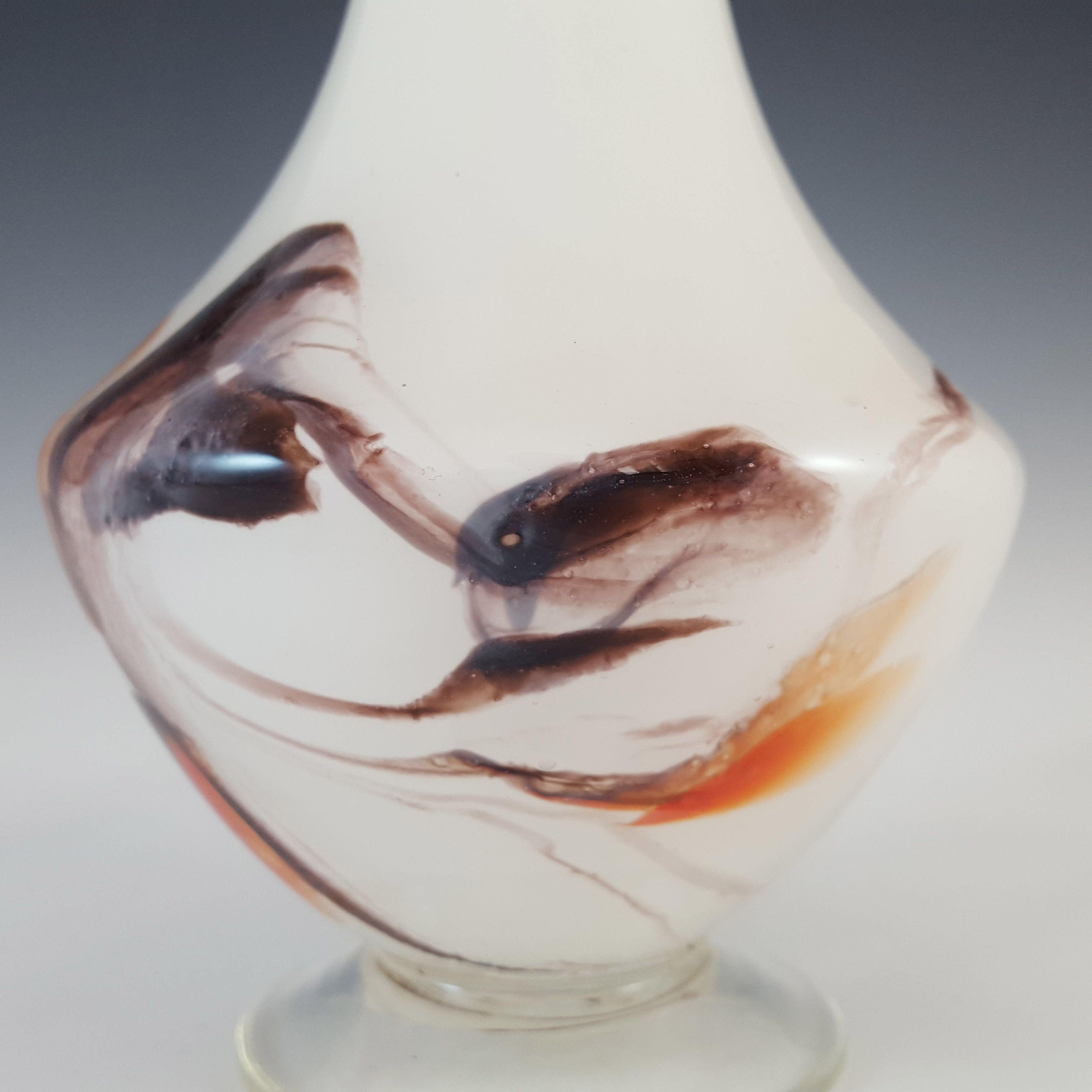 LABELLED Chinese 'Lotus Flower / Snowflakes' Vase by Dalian Glass Co - Click Image to Close