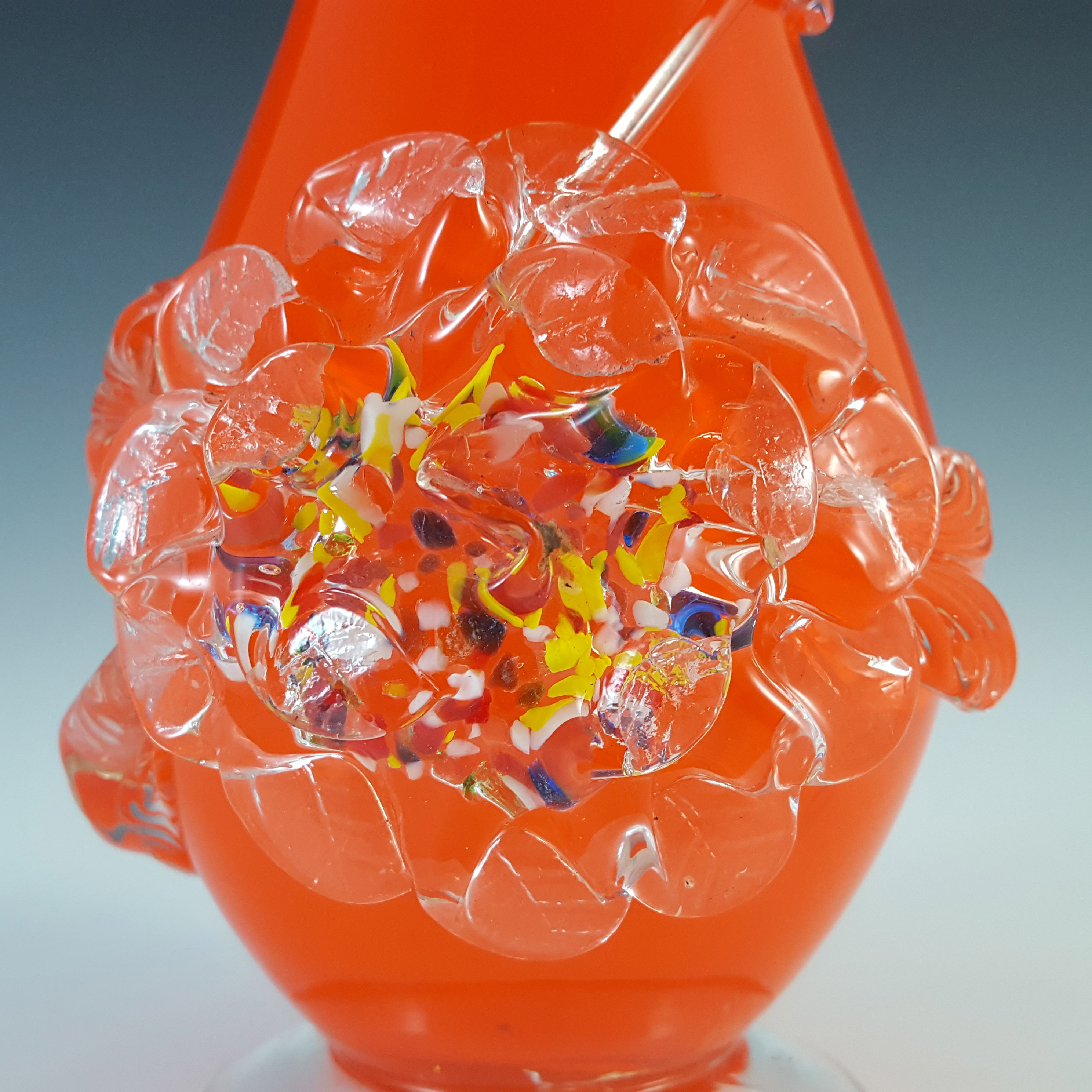 (image for) LABELLED Chinese Vintage Orange Cased Glass 'Plum Blossom' Vase - Click Image to Close