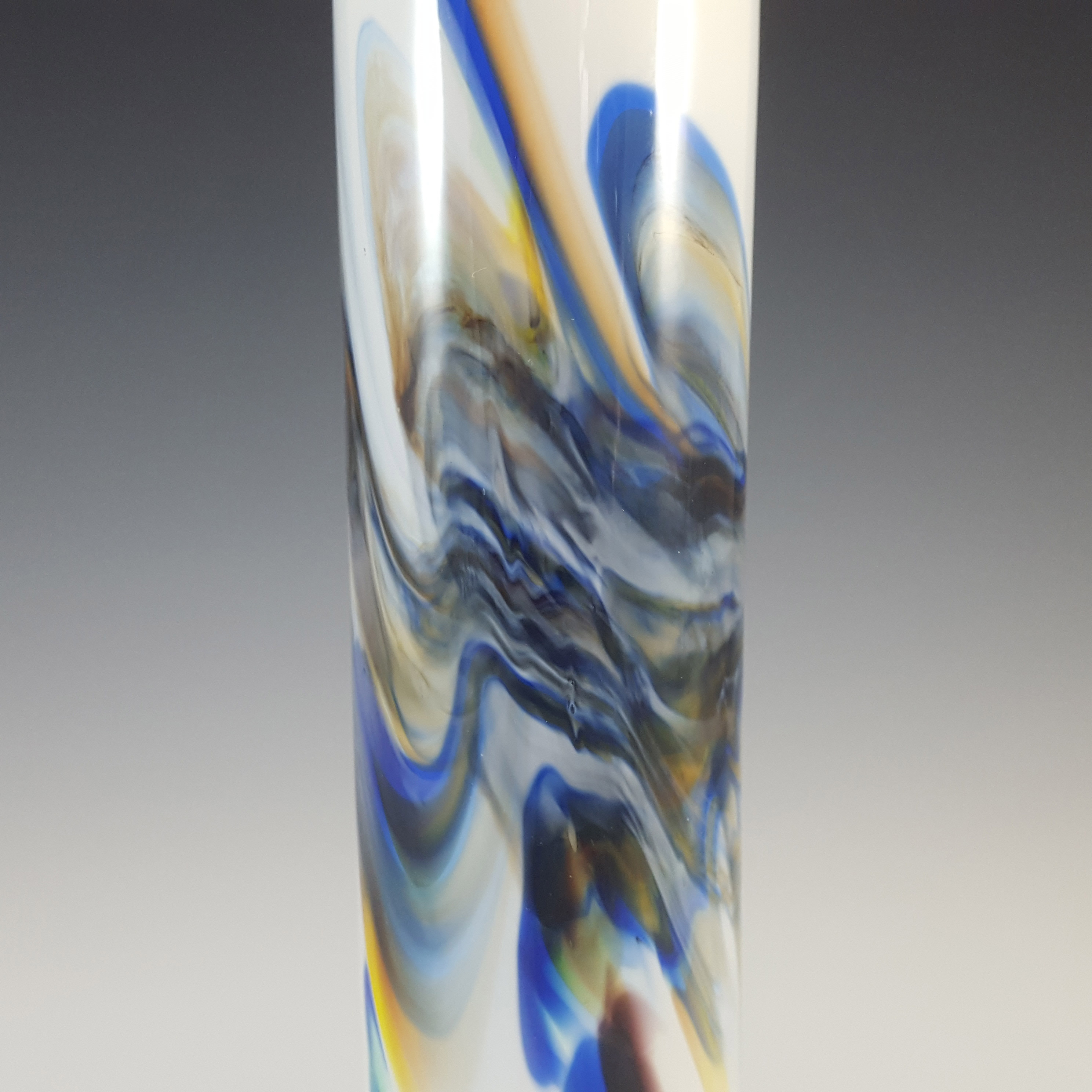 (image for) Chinese 'Lotus Flower / Snowflakes' Stem Vase by Dalian Glass Co - Click Image to Close