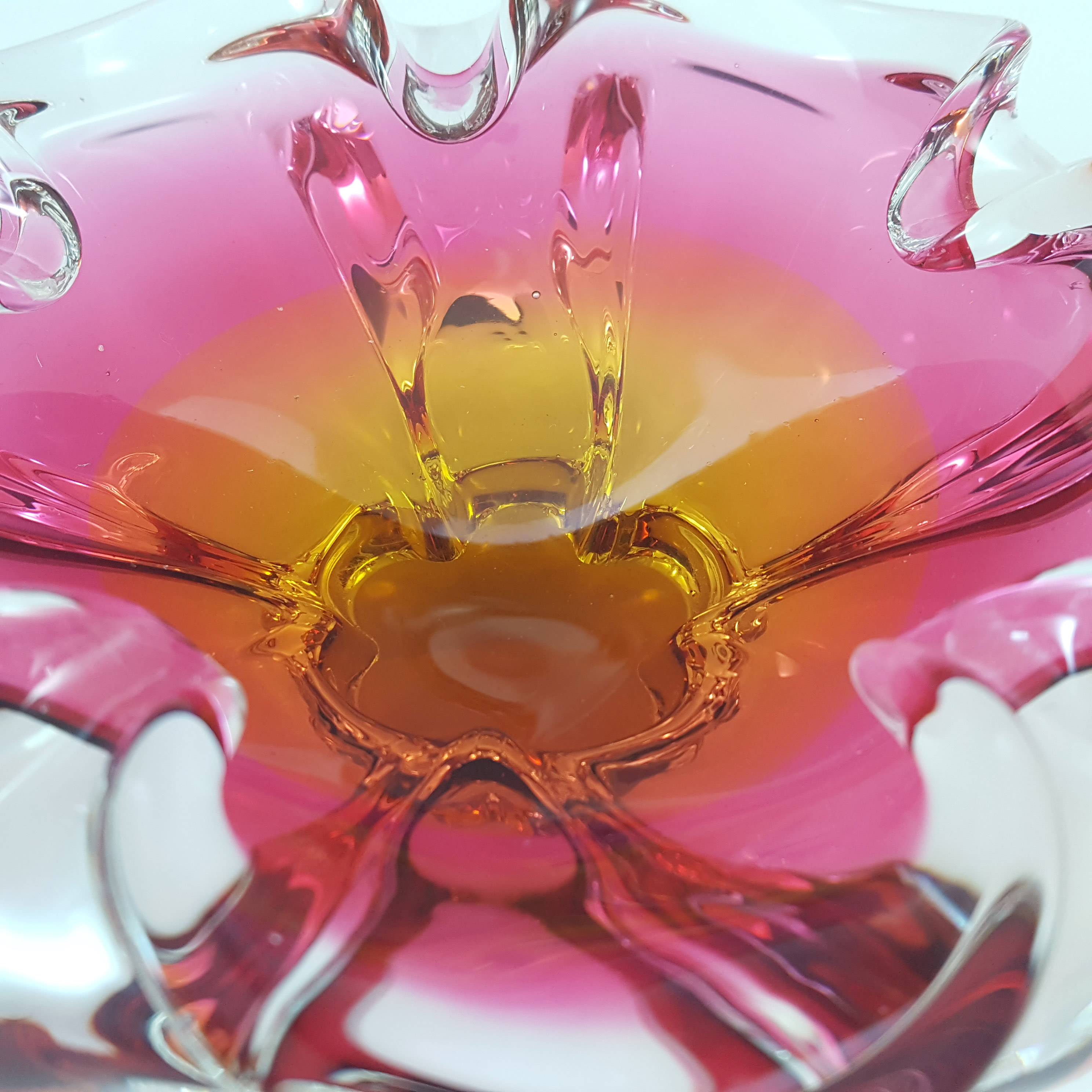 (image for) Chřibská #238/5/15 Czech Pink & Orange Glass Bowl by Josef Hospodka - Click Image to Close