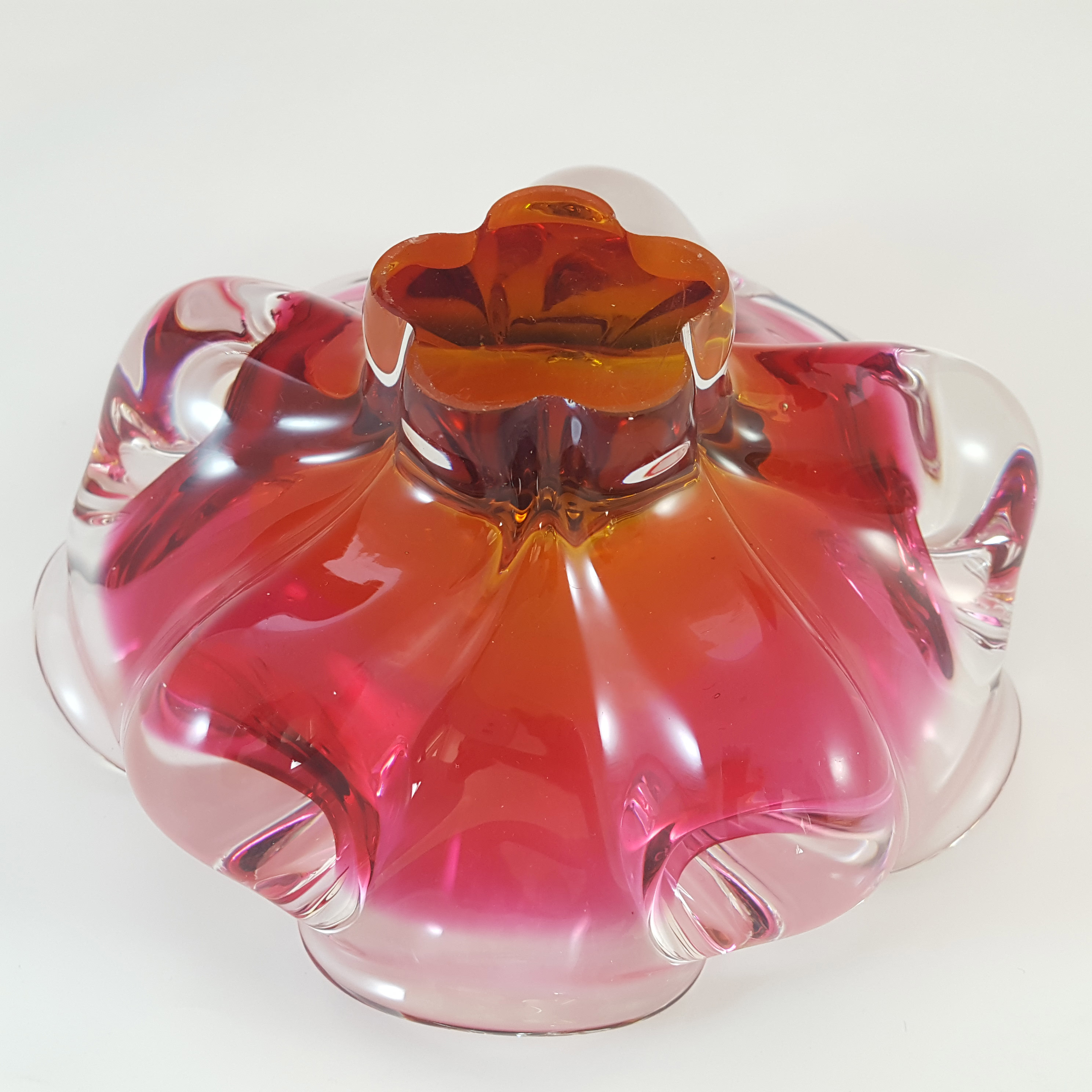 (image for) Chřibská #238/5/15 Czech Pink & Orange Glass Bowl by Josef Hospodka - Click Image to Close