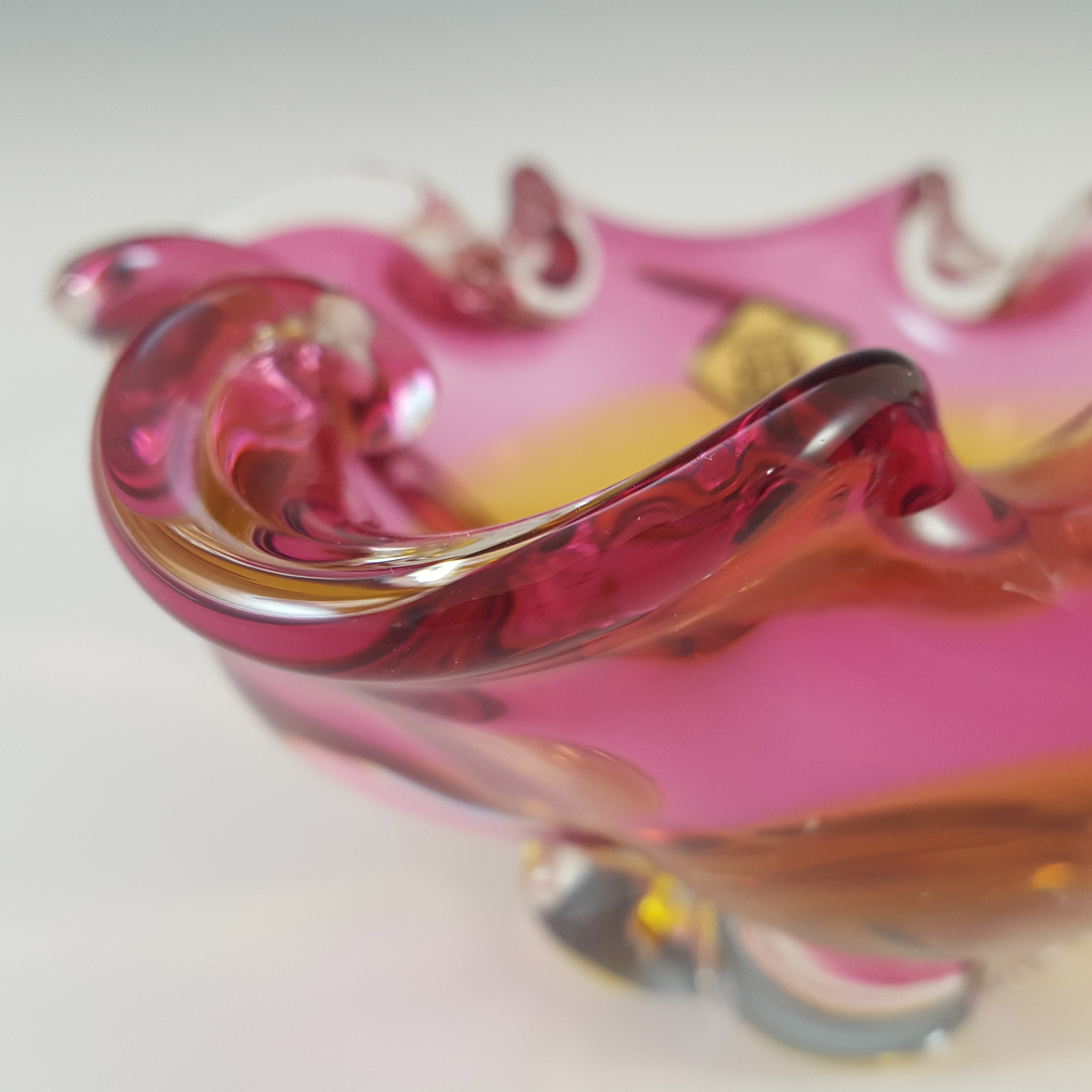 (image for) Chřibská #238/5/13 Czech Pink & Orange Glass Bowl by Josef Hospodka - Click Image to Close
