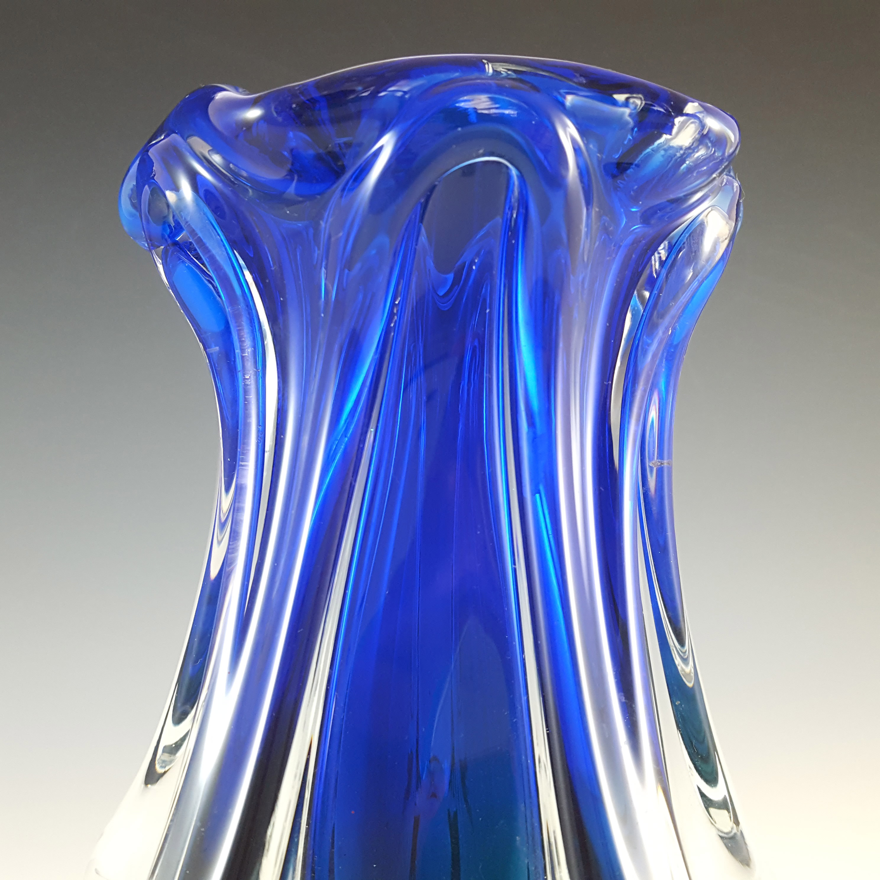 (image for) Chřibská #119/3/23 Czech Blue & Turquoise Glass Vase - Click Image to Close