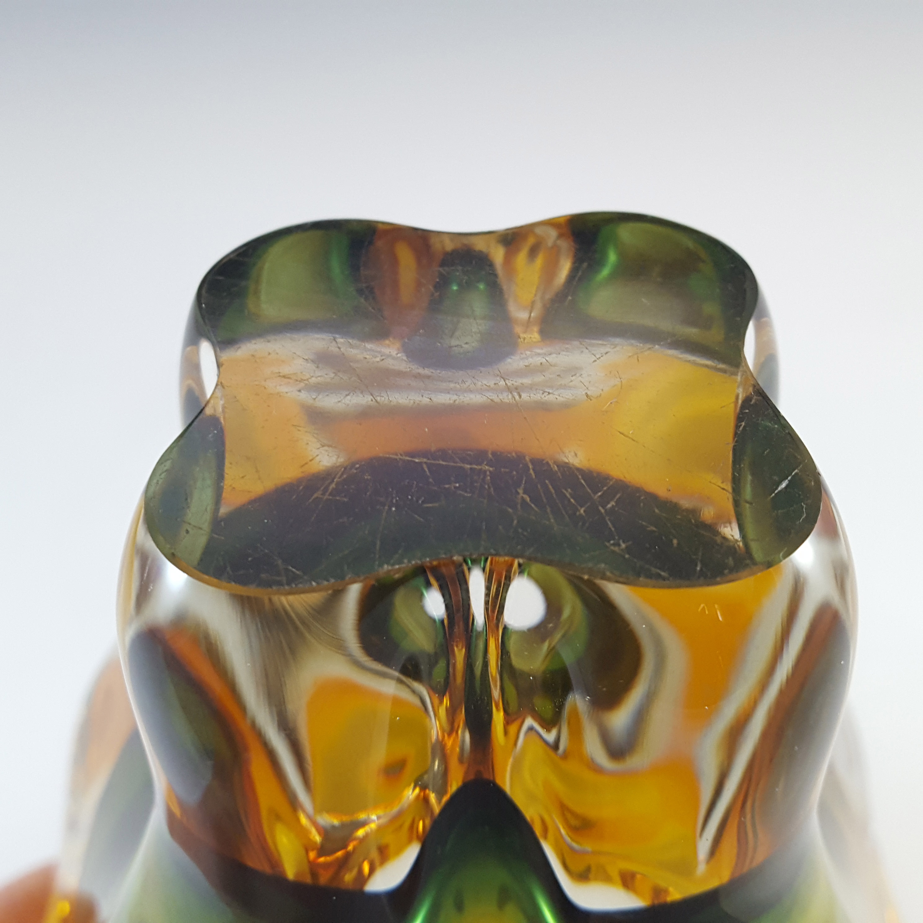 (image for) Chřibská #296/4/19 Czech Orange & Green Glass Vase - Click Image to Close