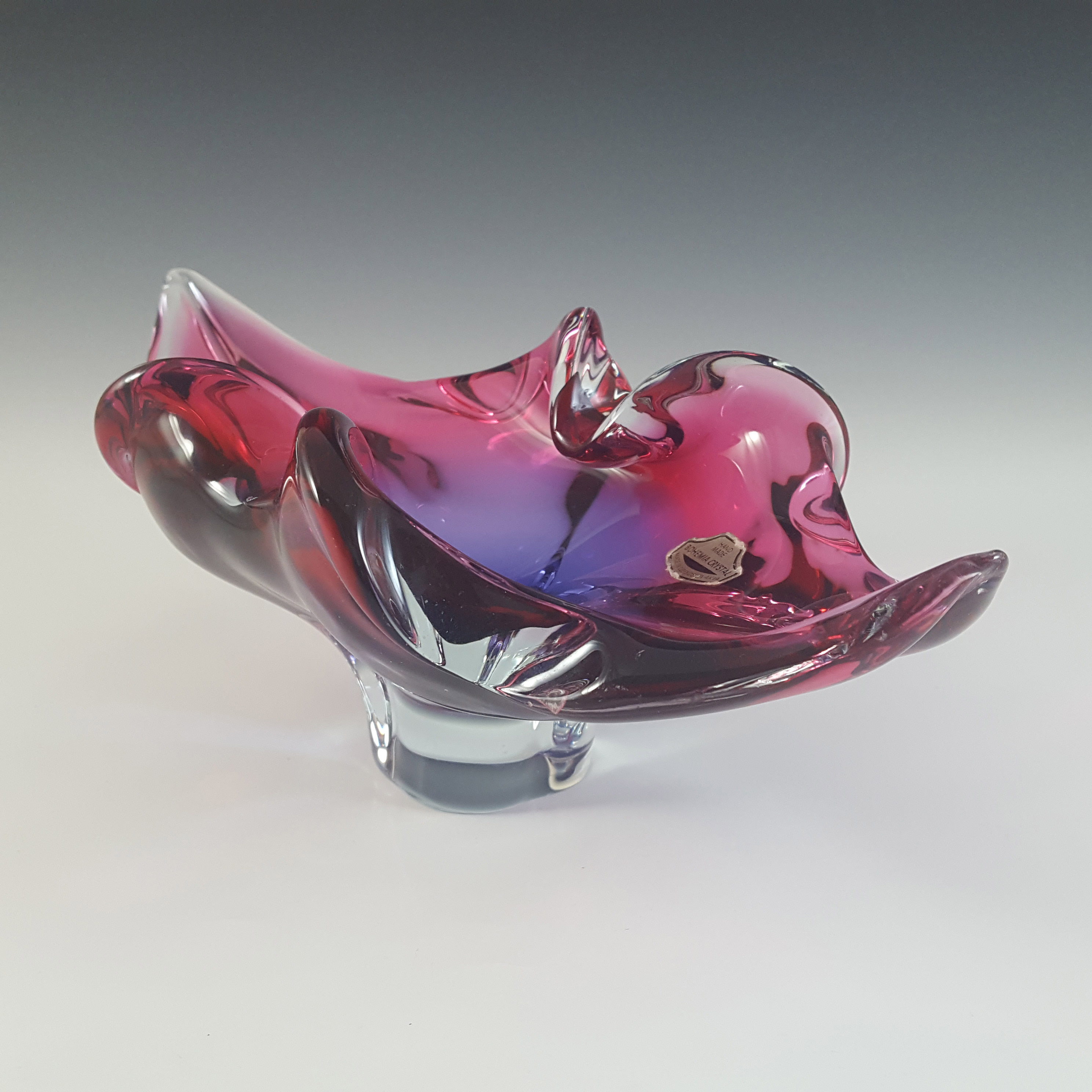 (image for) Chřibská #296/5/27 Czech Pink & Purple Glass Bowl - Click Image to Close