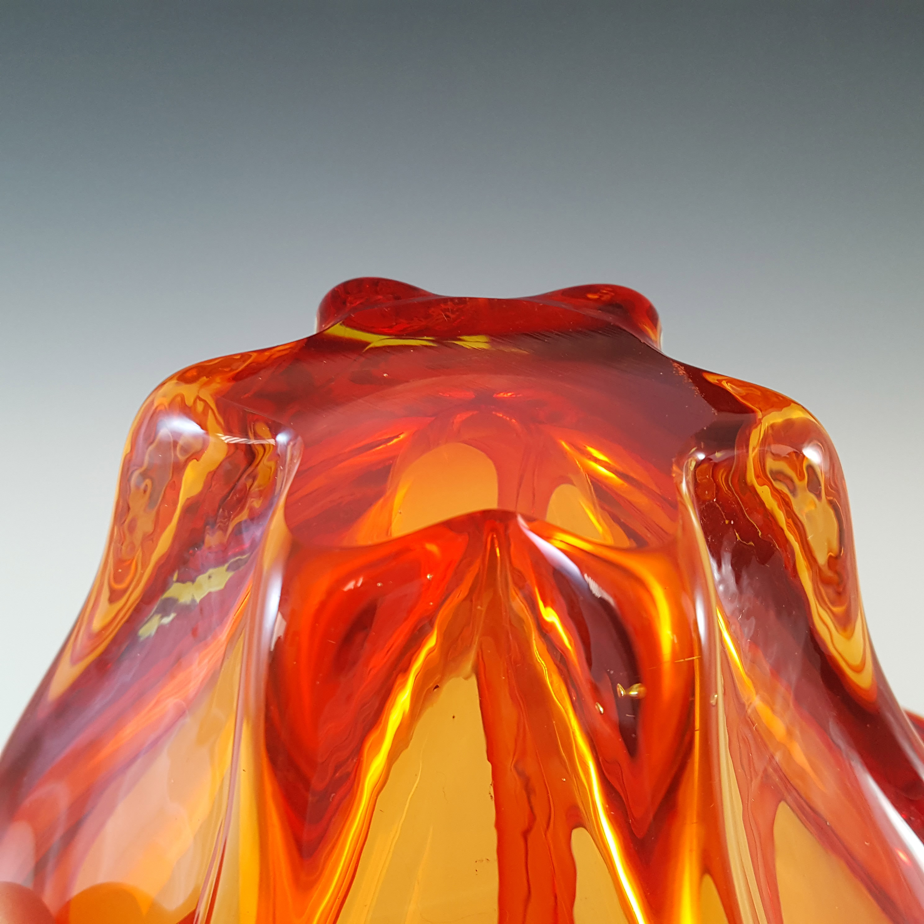 Cristallo Venezia CCC Murano Red & Amber Sommerso Glass Bowl - Click Image to Close