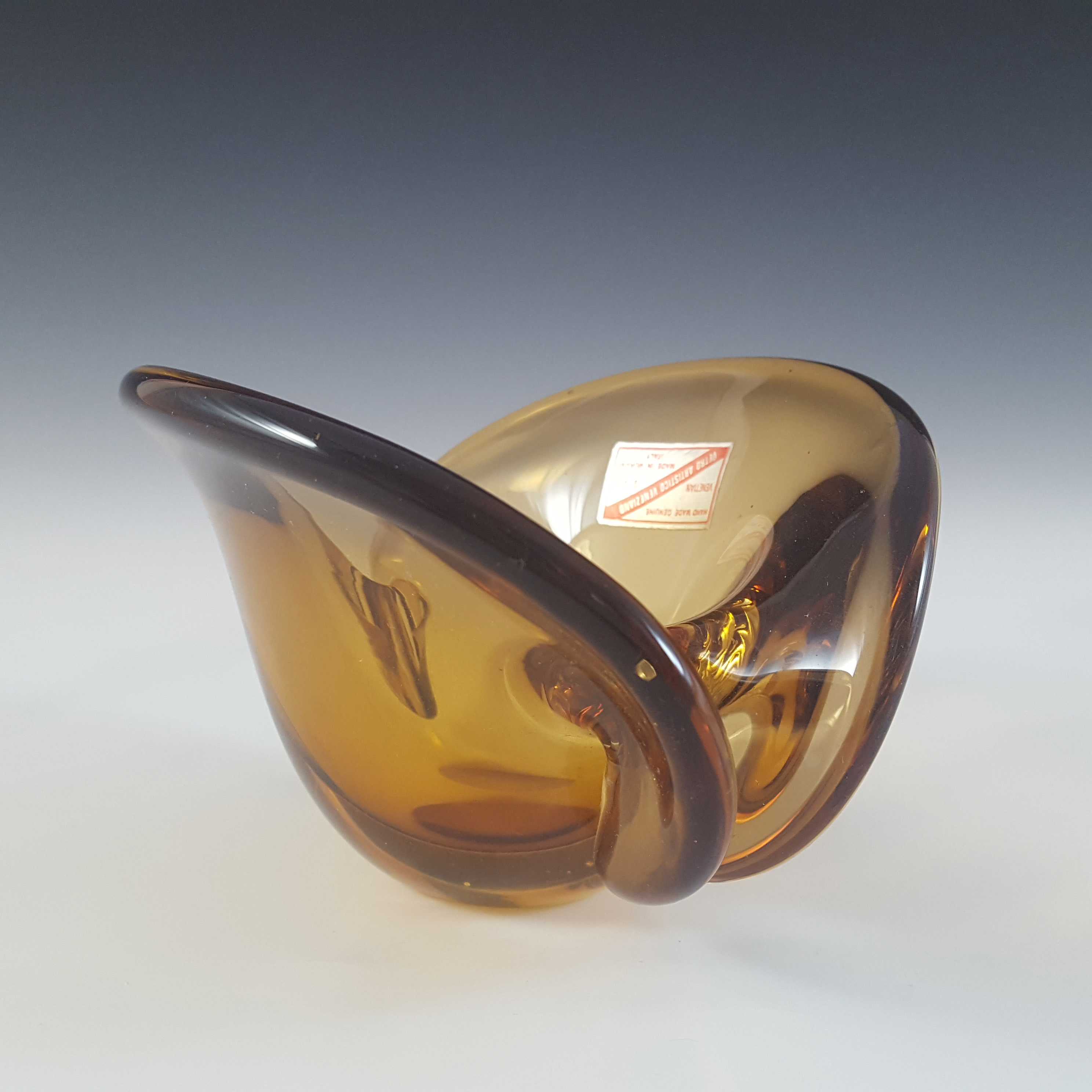 Vetro Artistico Veneziano Murano Amber Glass Bowl / Vase - Click Image to Close