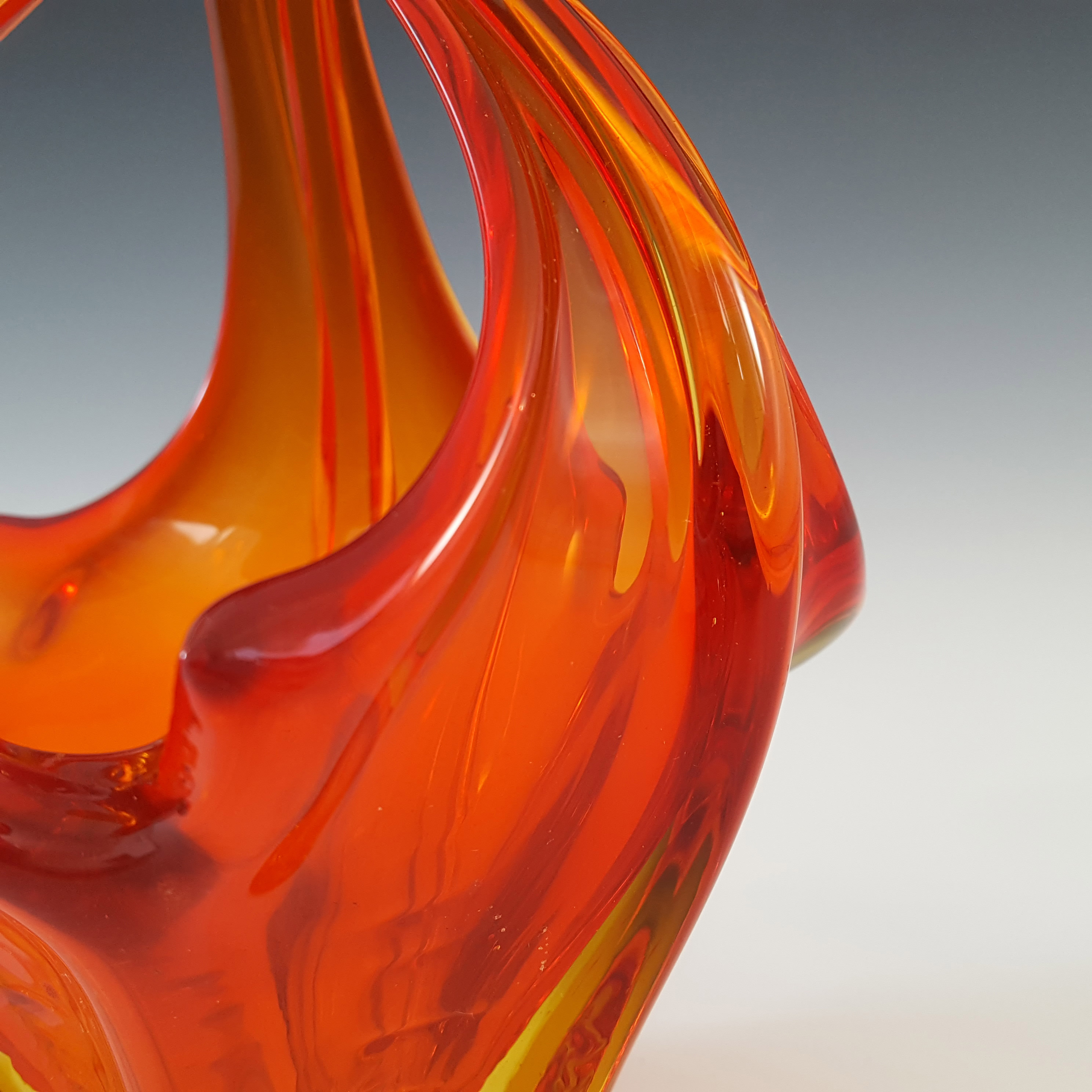 (image for) Cristallo Venezia Murano Red & Amber Sommerso Glass Sculpture Bowl - Click Image to Close