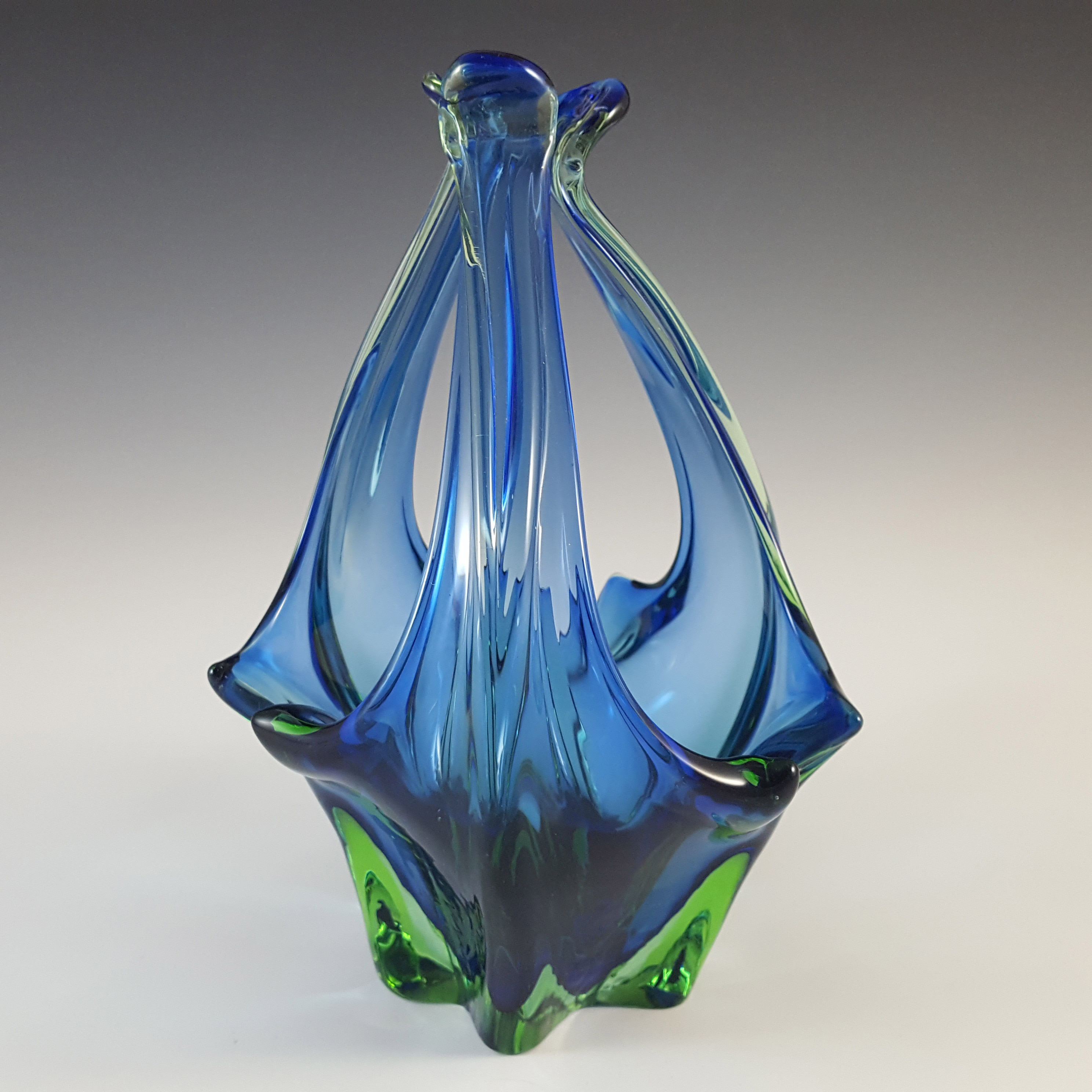 Cristallo Venezia CCC Murano Blue & Green Sommerso Glass Bowl - Click Image to Close