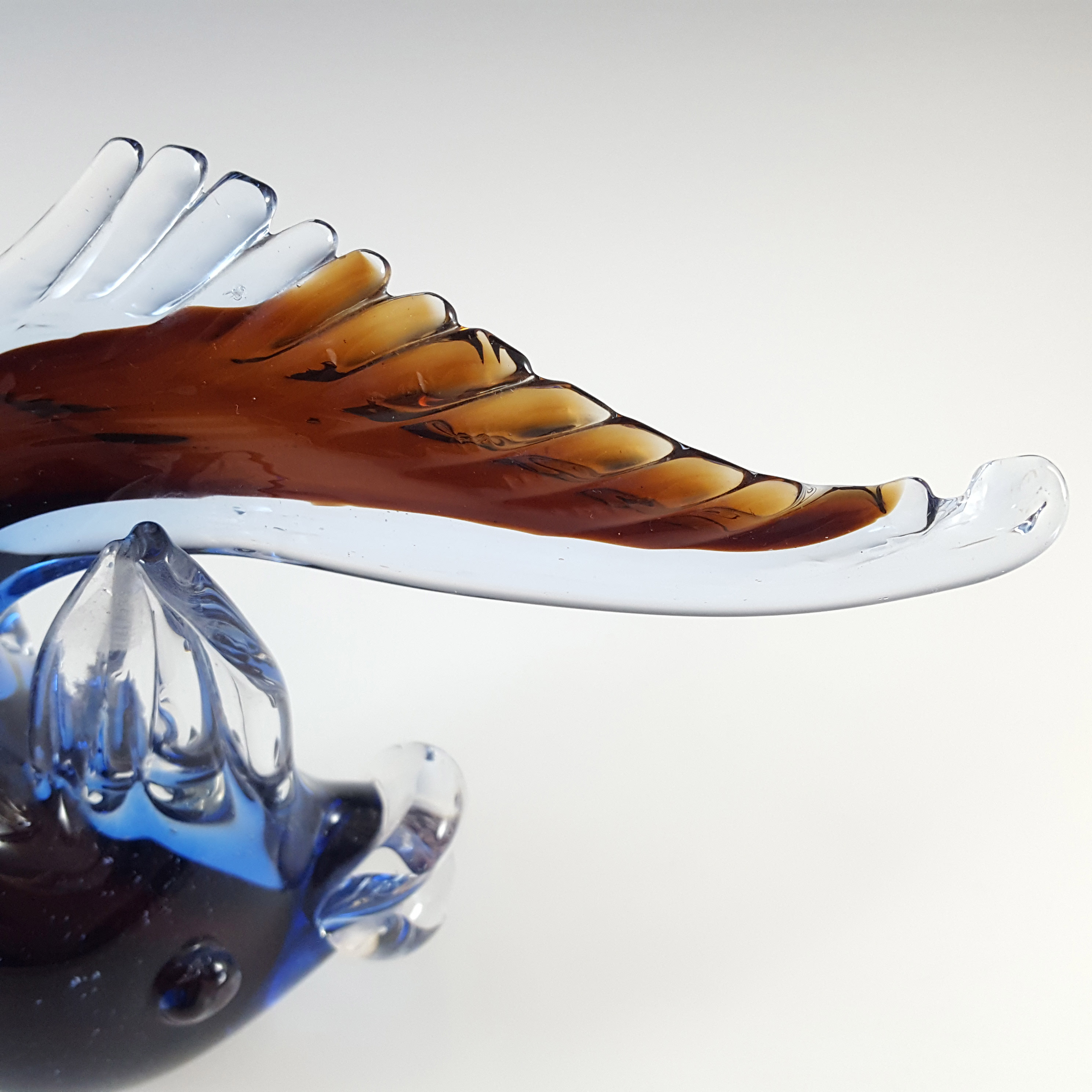 (image for) Murano Venetian Red & Blue Sommerso Glass Fish Sculpture - Click Image to Close