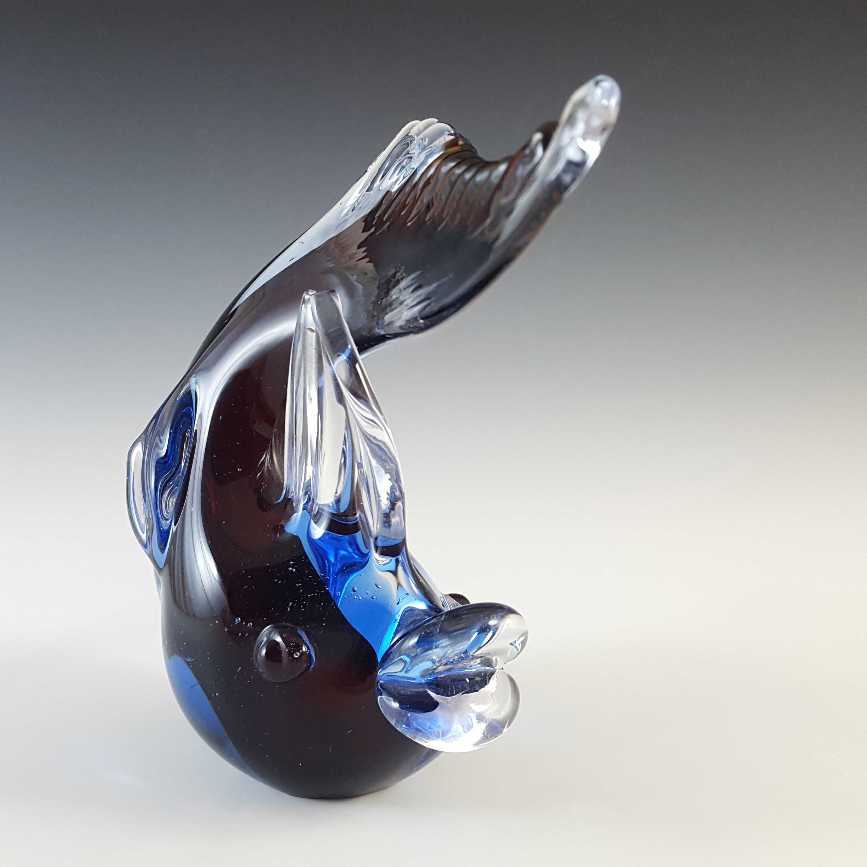 Murano Venetian Red & Blue Sommerso Glass Fish Sculpture - Click Image to Close