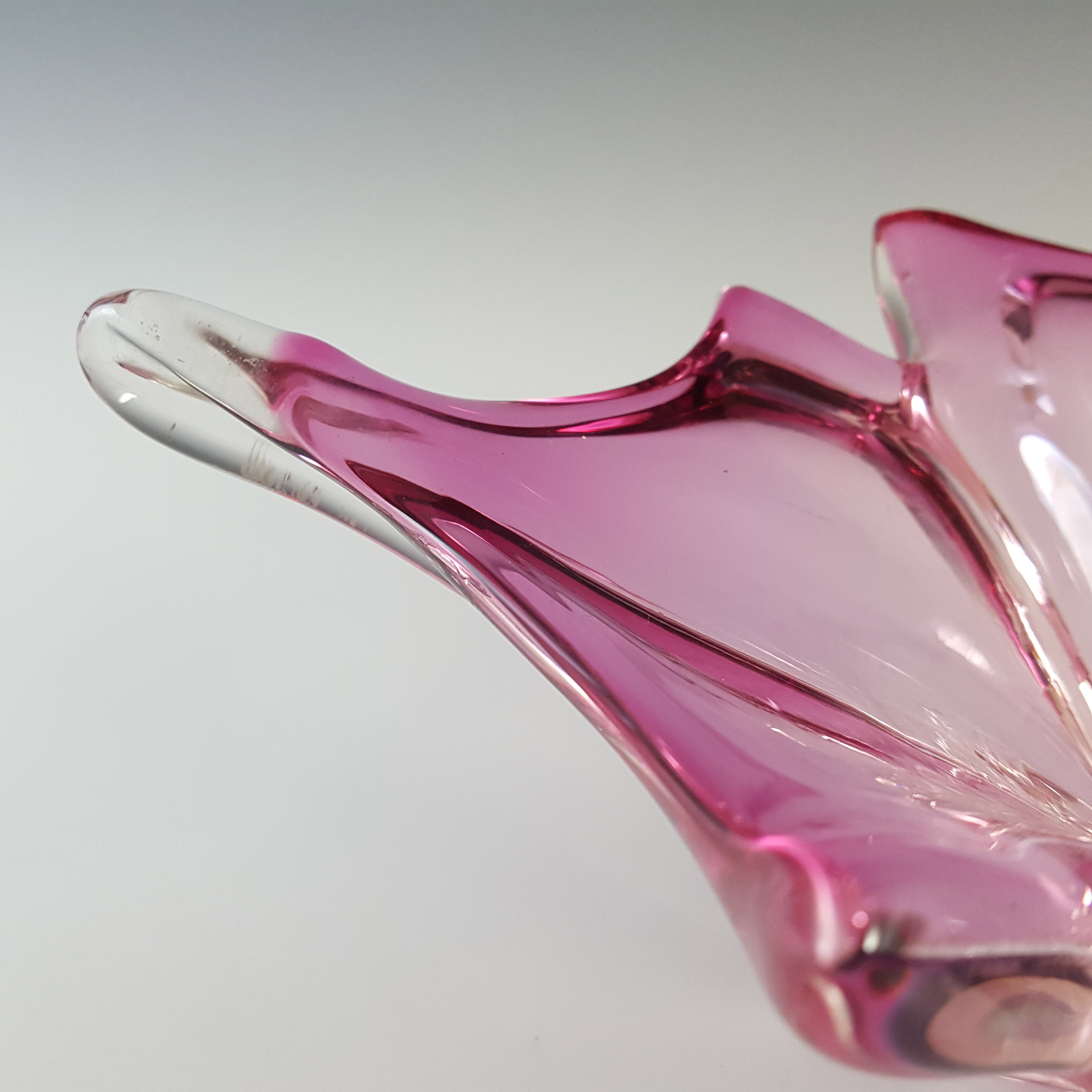 (image for) Cristallo Venezia Murano Pink & Clear Sommerso Glass Vintage Bowl - Click Image to Close