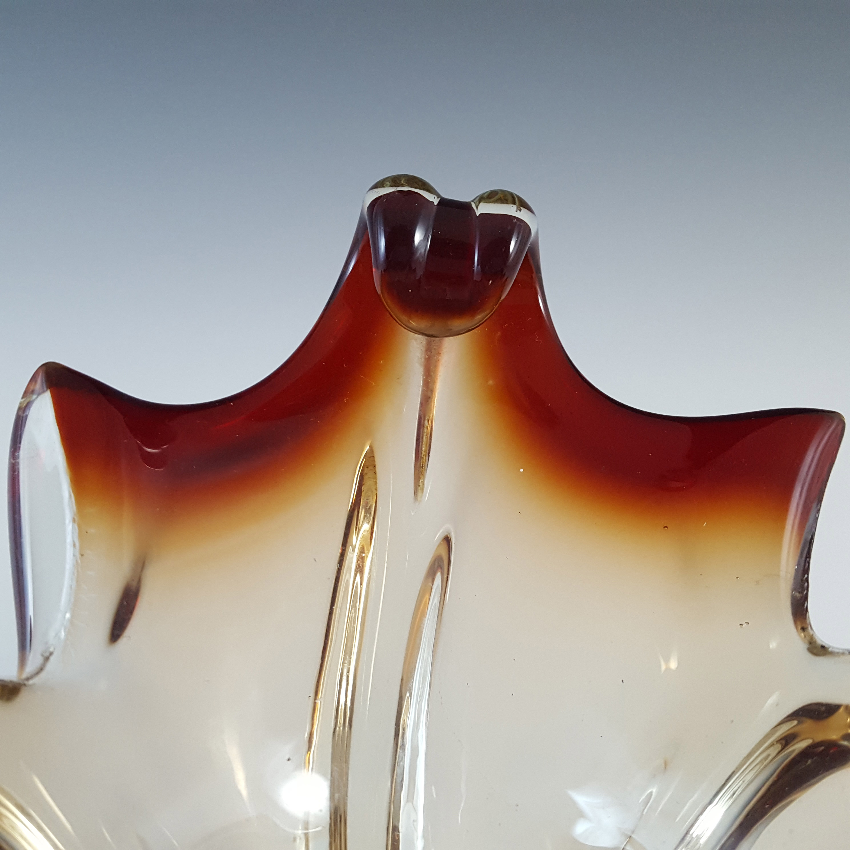(image for) Cristallo Venezia CCC Murano Red & Clear Sommerso Glass Bowl - Click Image to Close