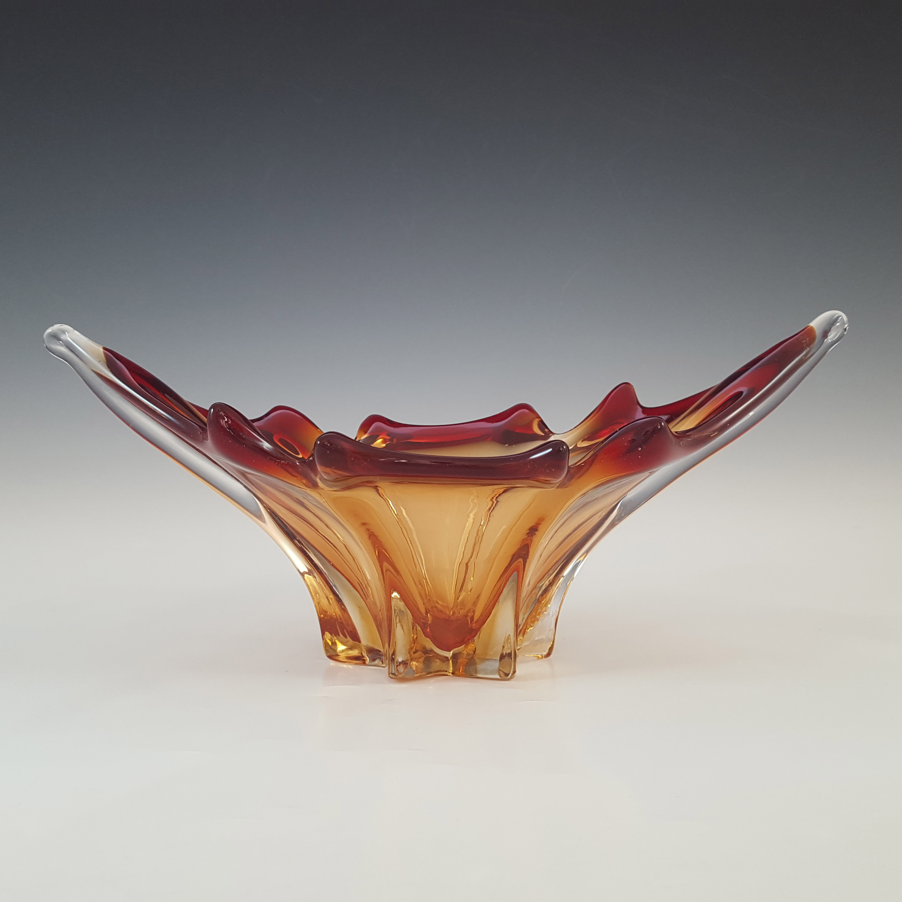 (image for) Cristallo Venezia Vintage Murano Red & Clear Sommerso Glass Bowl - Click Image to Close