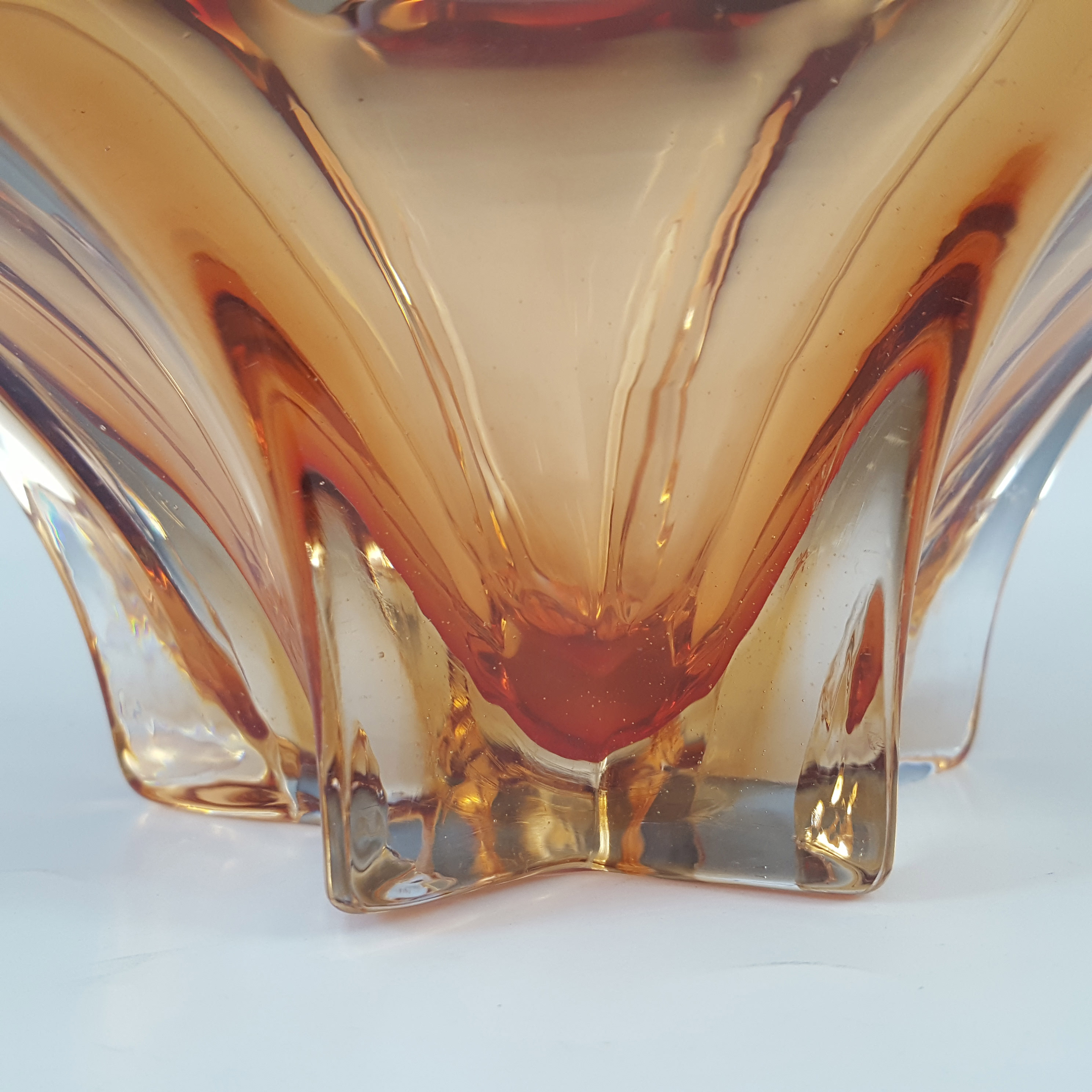 (image for) Cristallo Venezia Vintage Murano Red & Clear Sommerso Glass Bowl - Click Image to Close