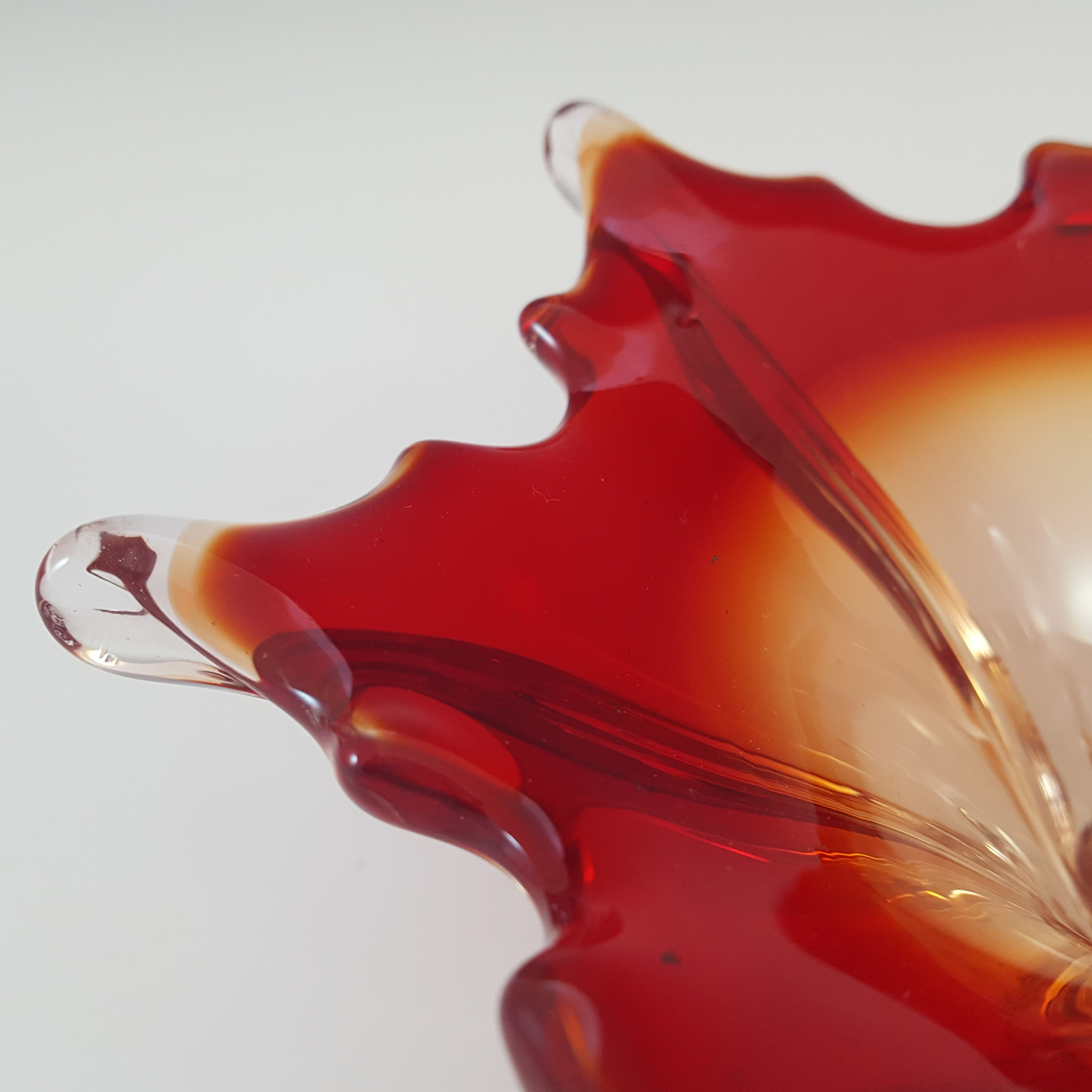 Cristallo Venezia 1950s Murano Red & Clear Sommerso Glass Bowl - Click Image to Close