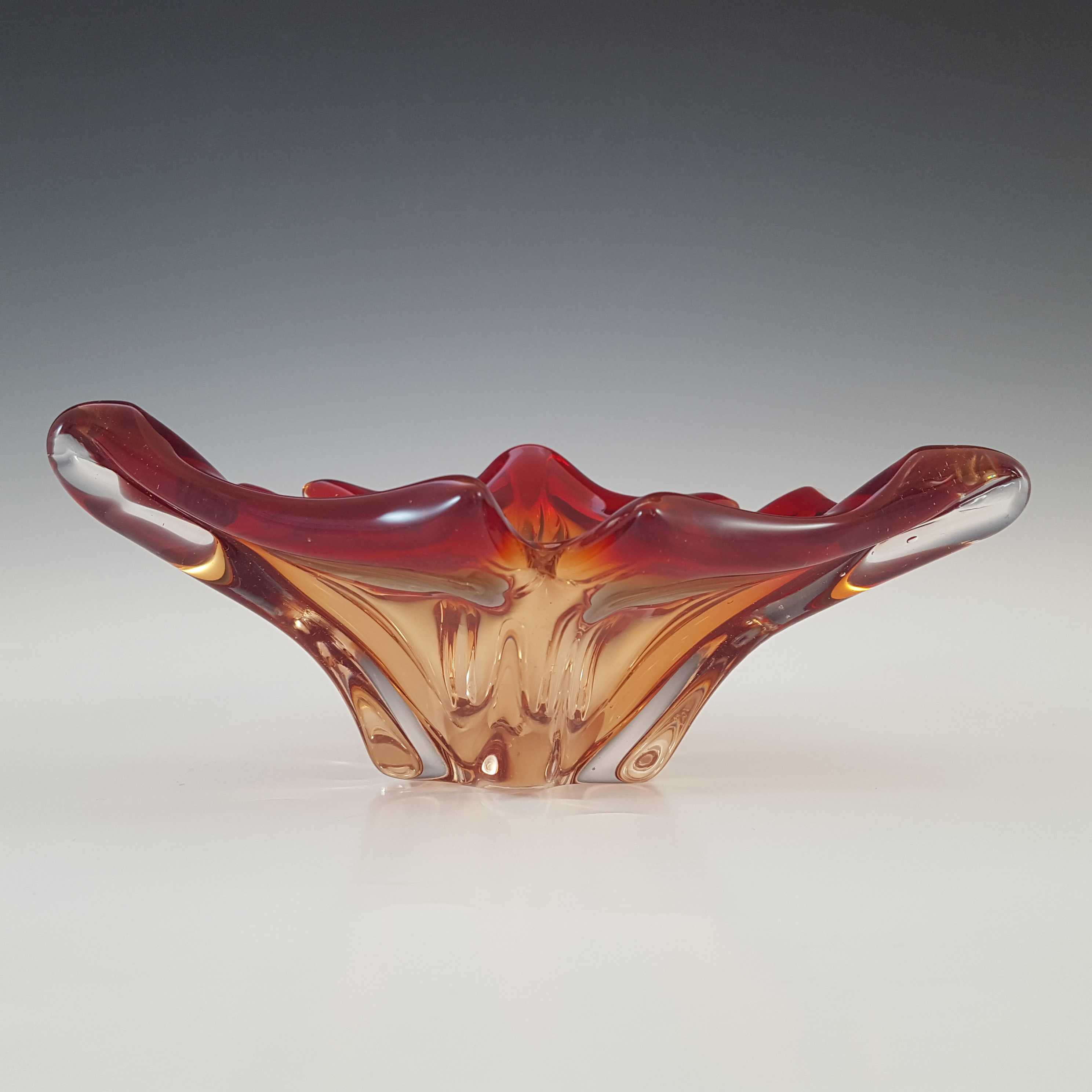 Cristallo Venezia Retro Murano Red & Clear Sommerso Glass Bowl - Click Image to Close