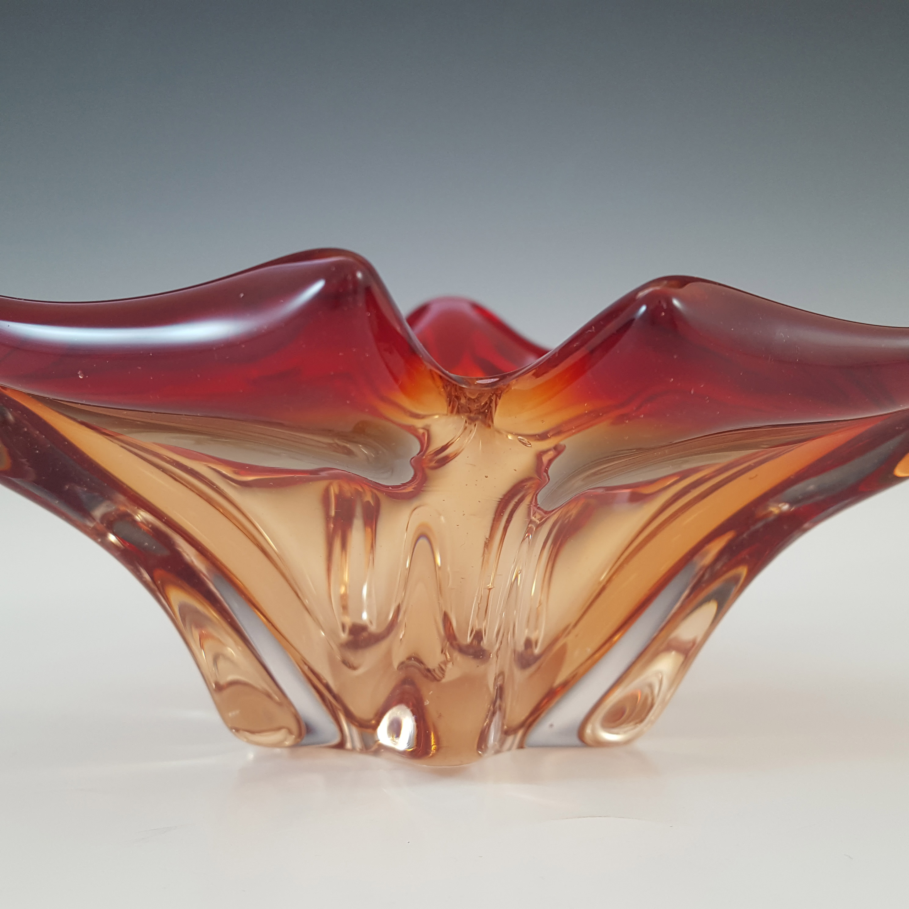 Cristallo Venezia CCC Retro Murano Red & Clear Glass Bowl - Click Image to Close