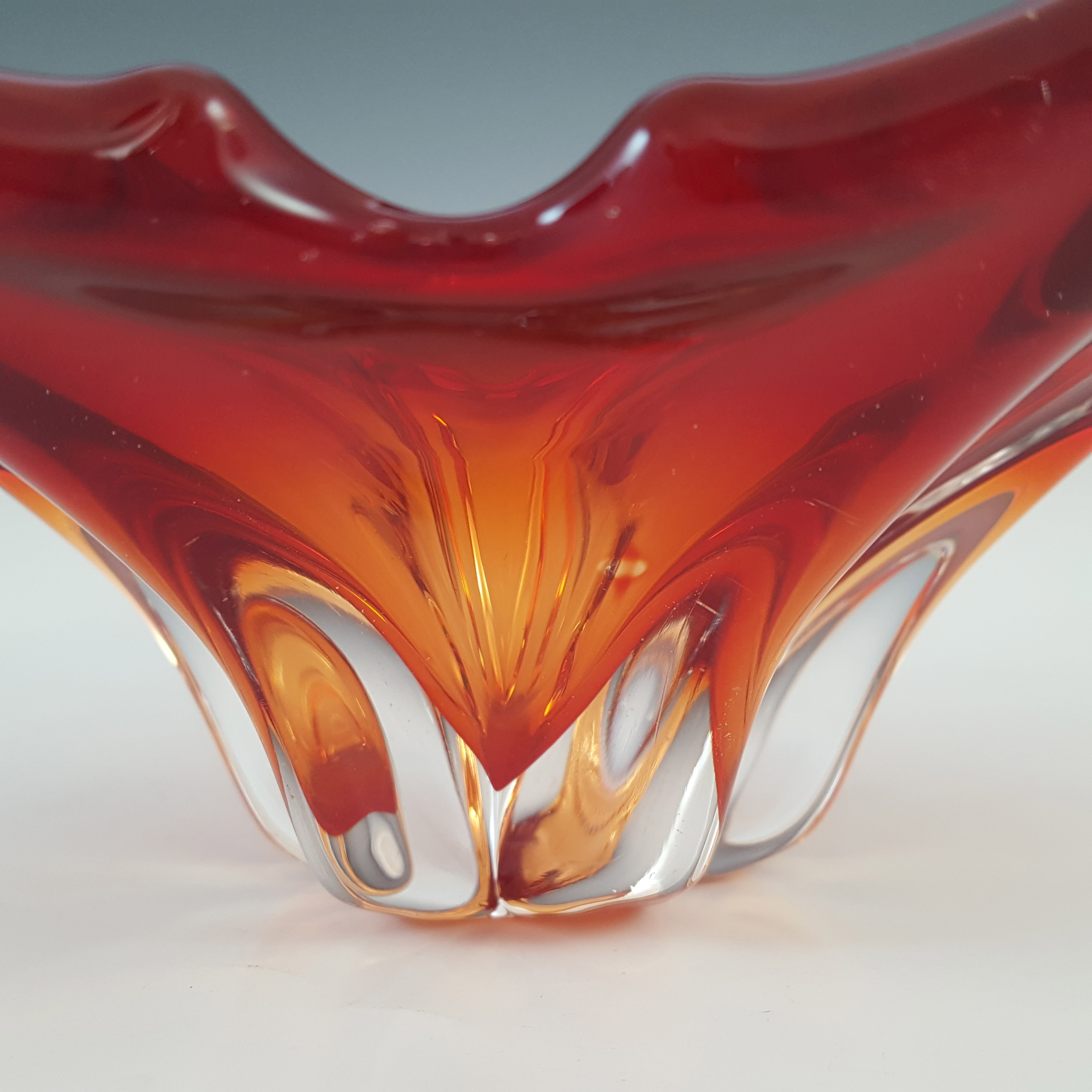 Cristallo Venezia MCM Murano Red & Clear Sommerso Glass Bowl - Click Image to Close