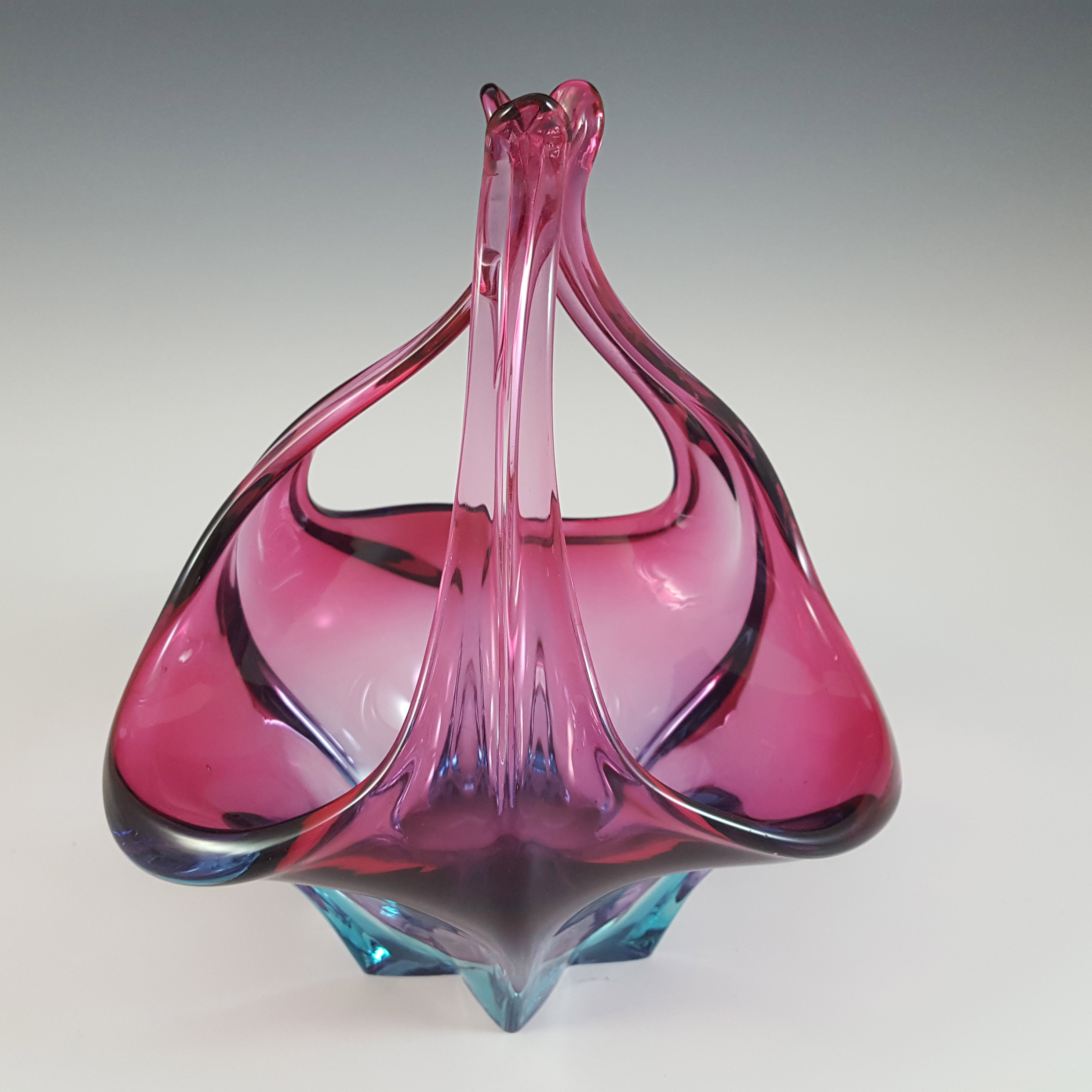Cristallo Venezia CCC Murano Pink & Blue Sommerso Glass Bowl - Click Image to Close