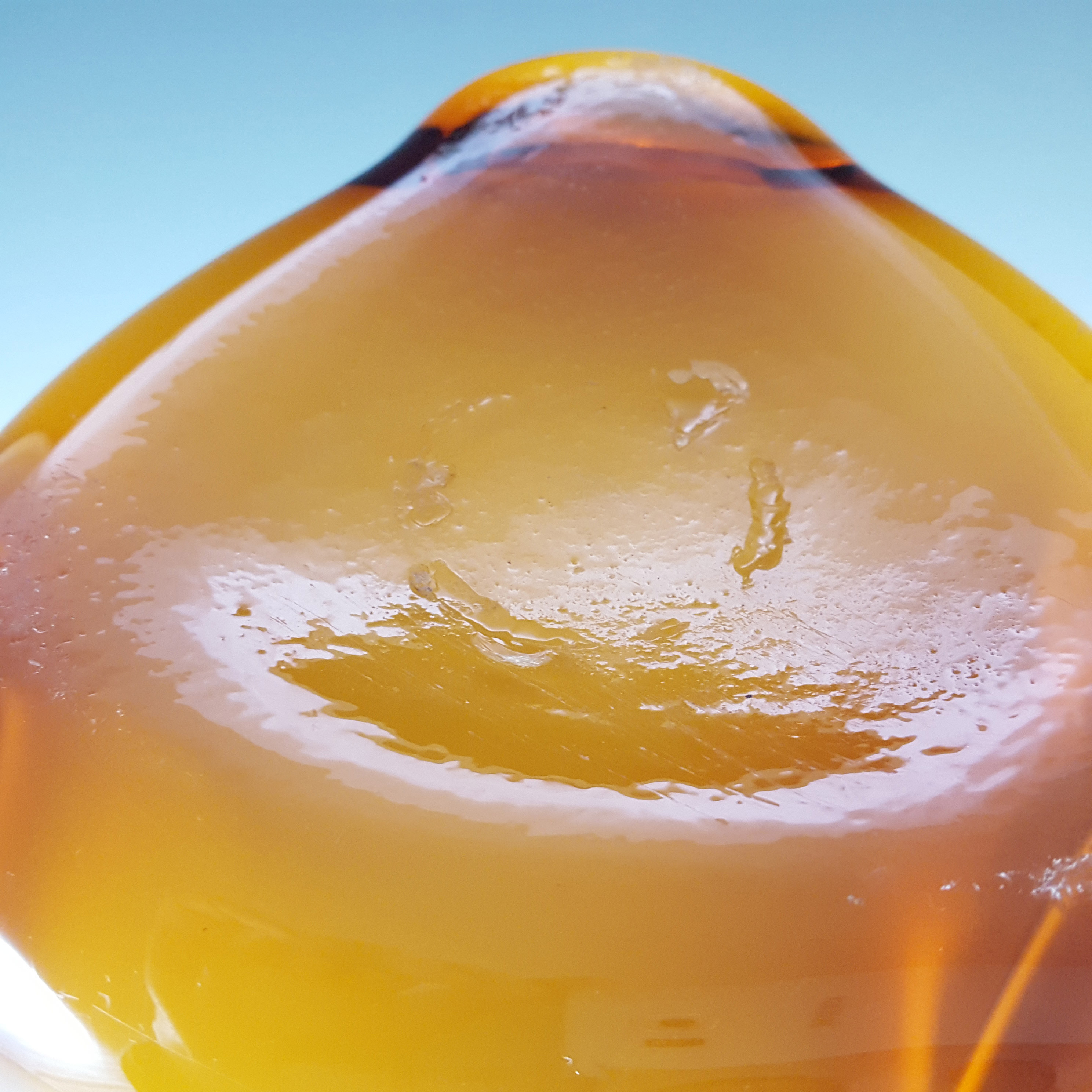 (image for) Vetreria Artigiana Sanminiatello Italian Empoli Amber Glass Vase - Click Image to Close