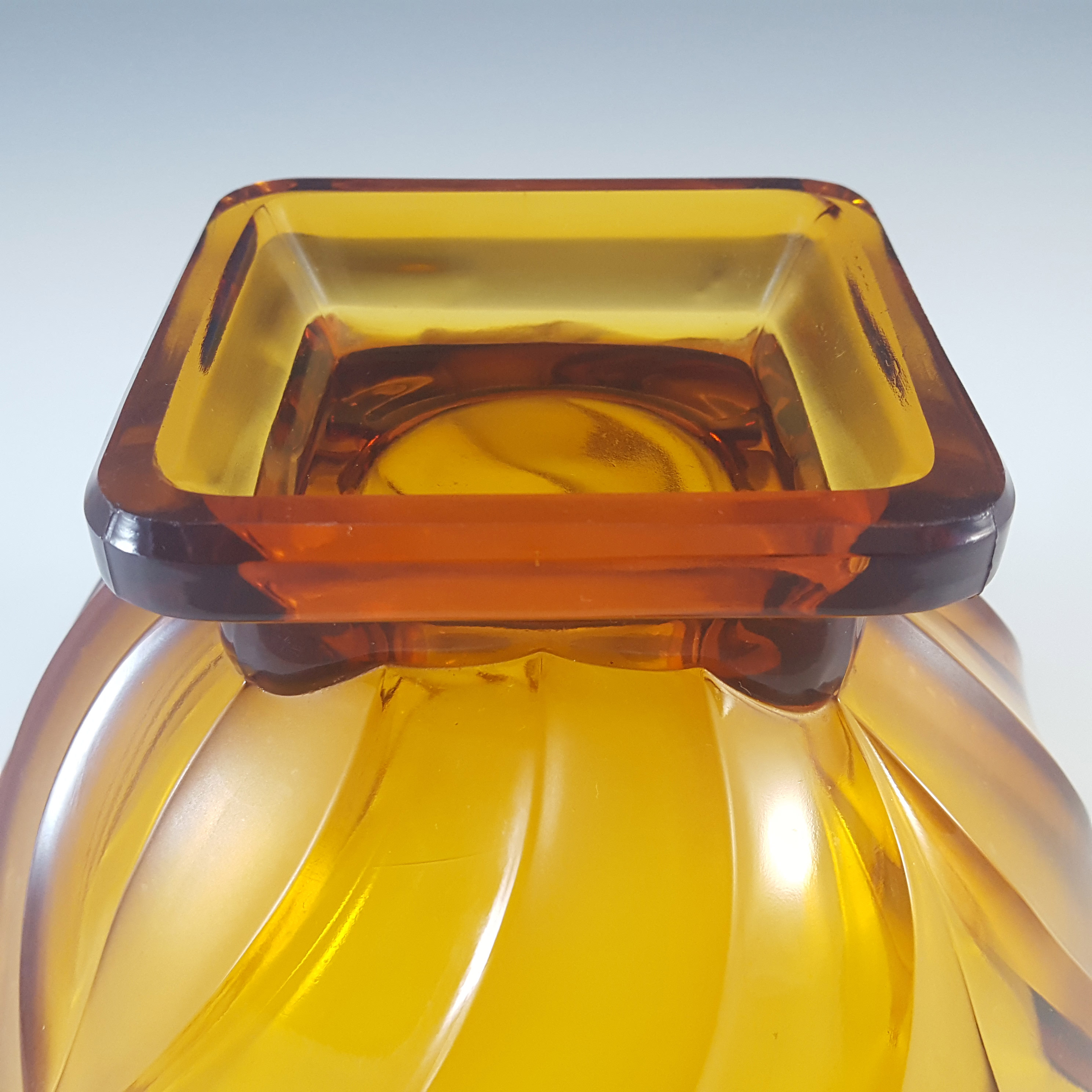 Brockwitz Large Art Deco Amber Glass Centrepiece Bowl #9222 - Click Image to Close