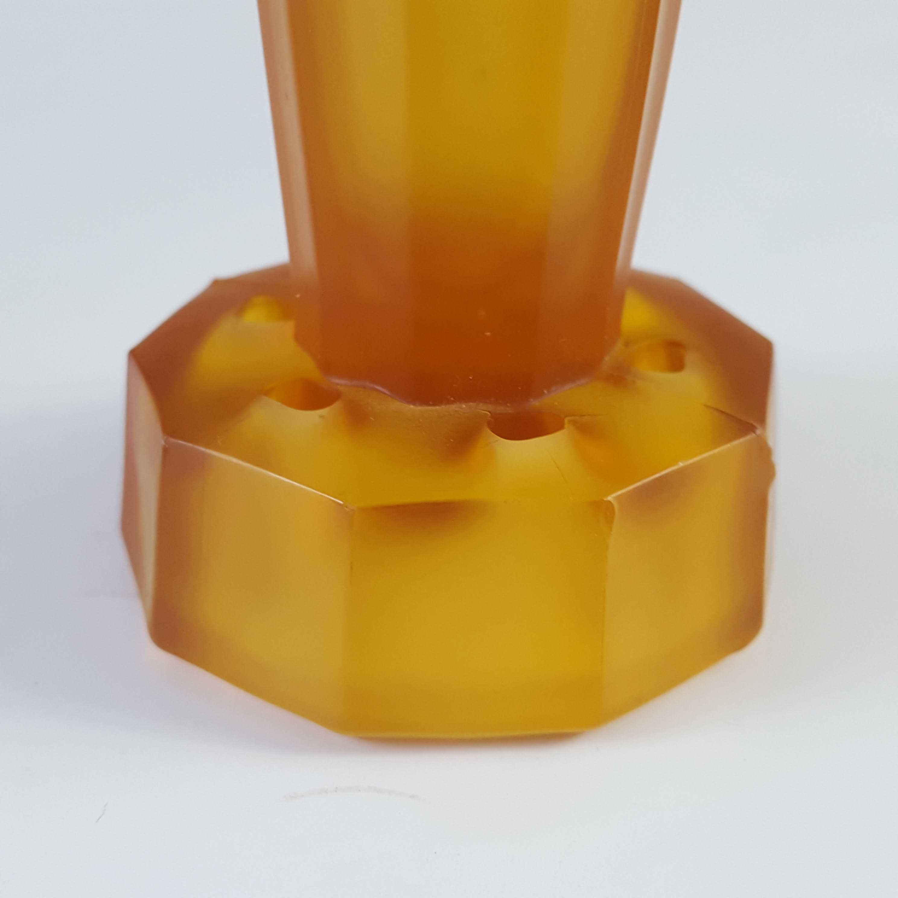 Ankerglas Bernsdorf Pair of Art Deco Amber Glass 'Trumpet' Vases - Click Image to Close