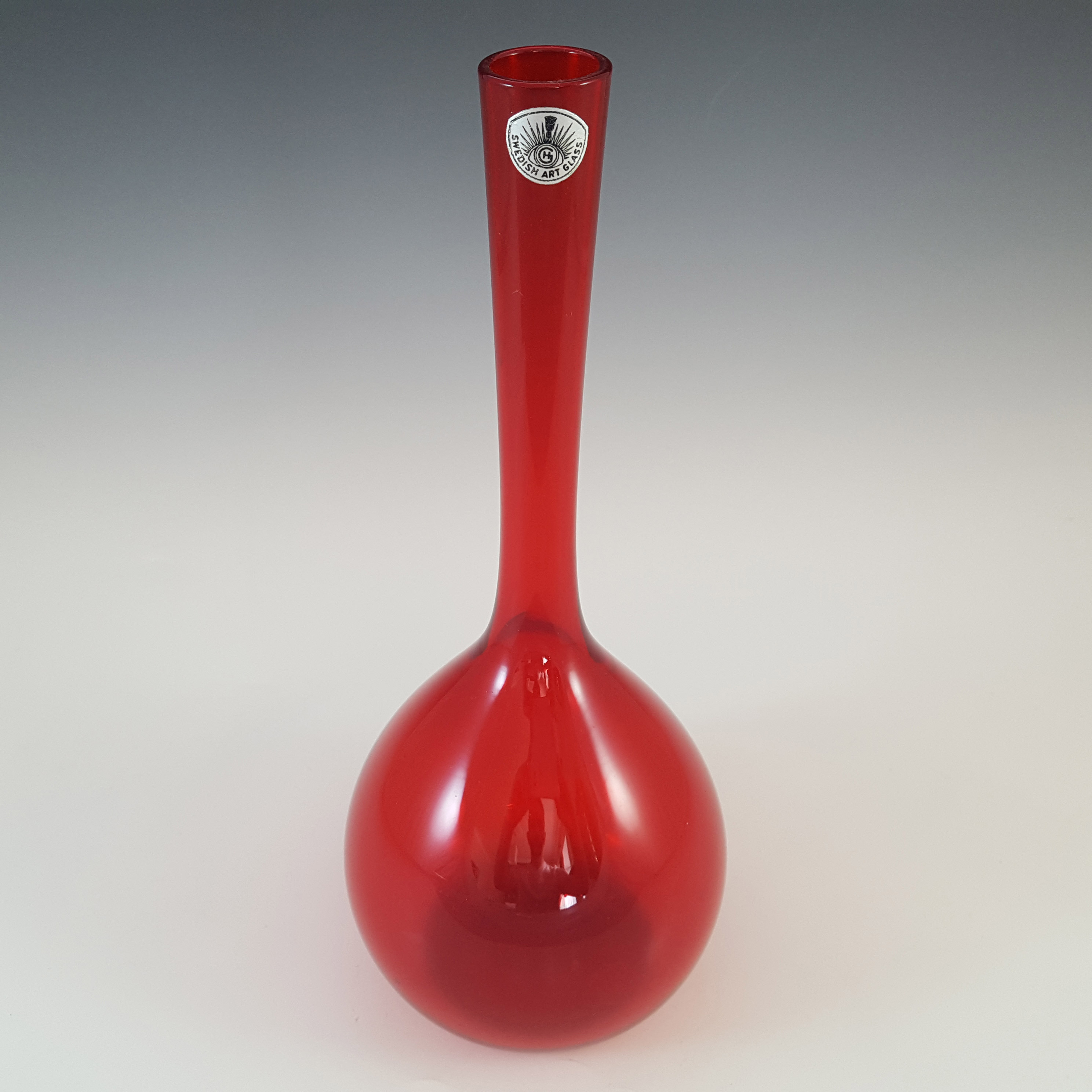 Elme Vintage Swedish / Scandinavian Red Glass Vase - Click Image to Close