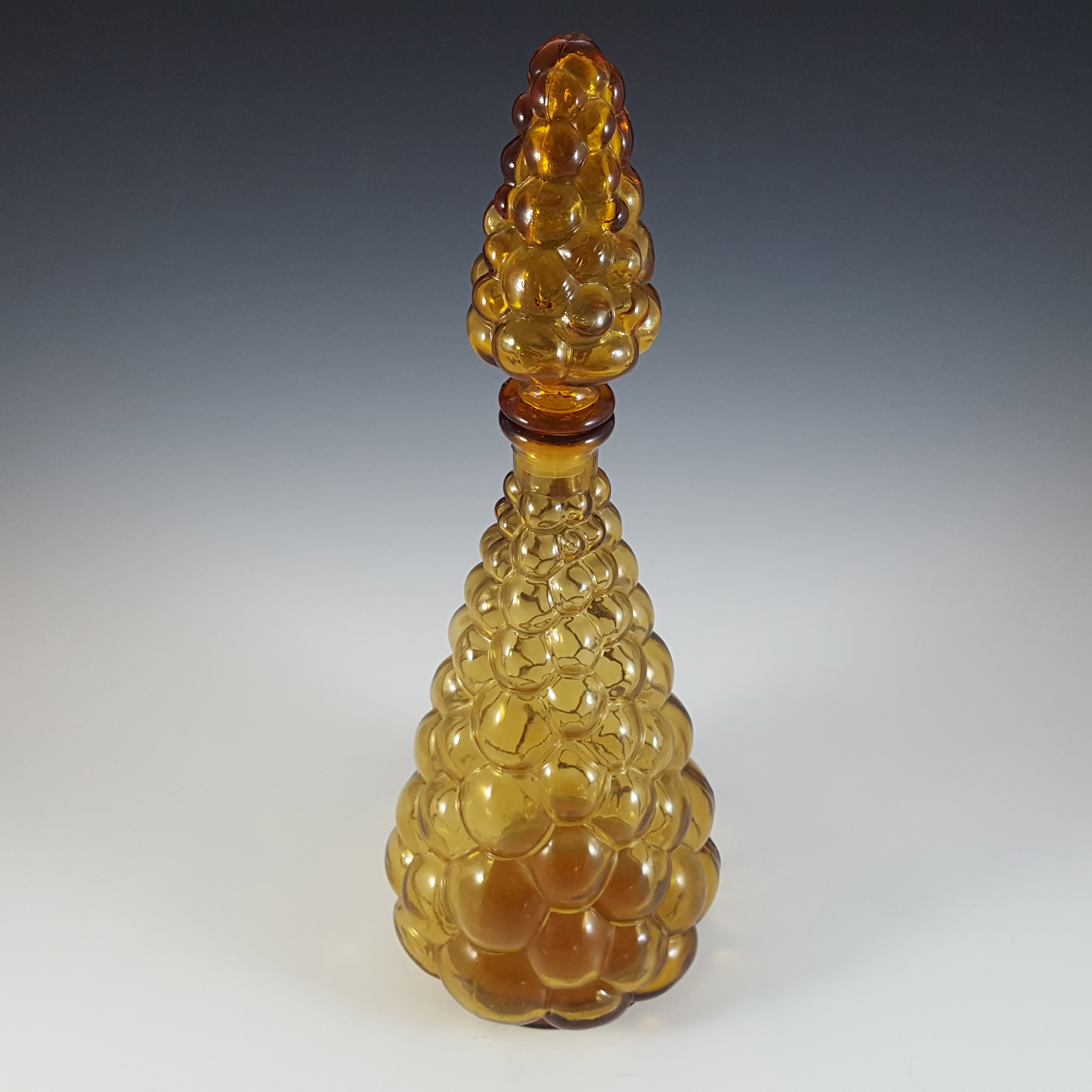 (image for) Empoli Italian Amber Glass Vintage Decorative 'Genie' Bottle - Click Image to Close