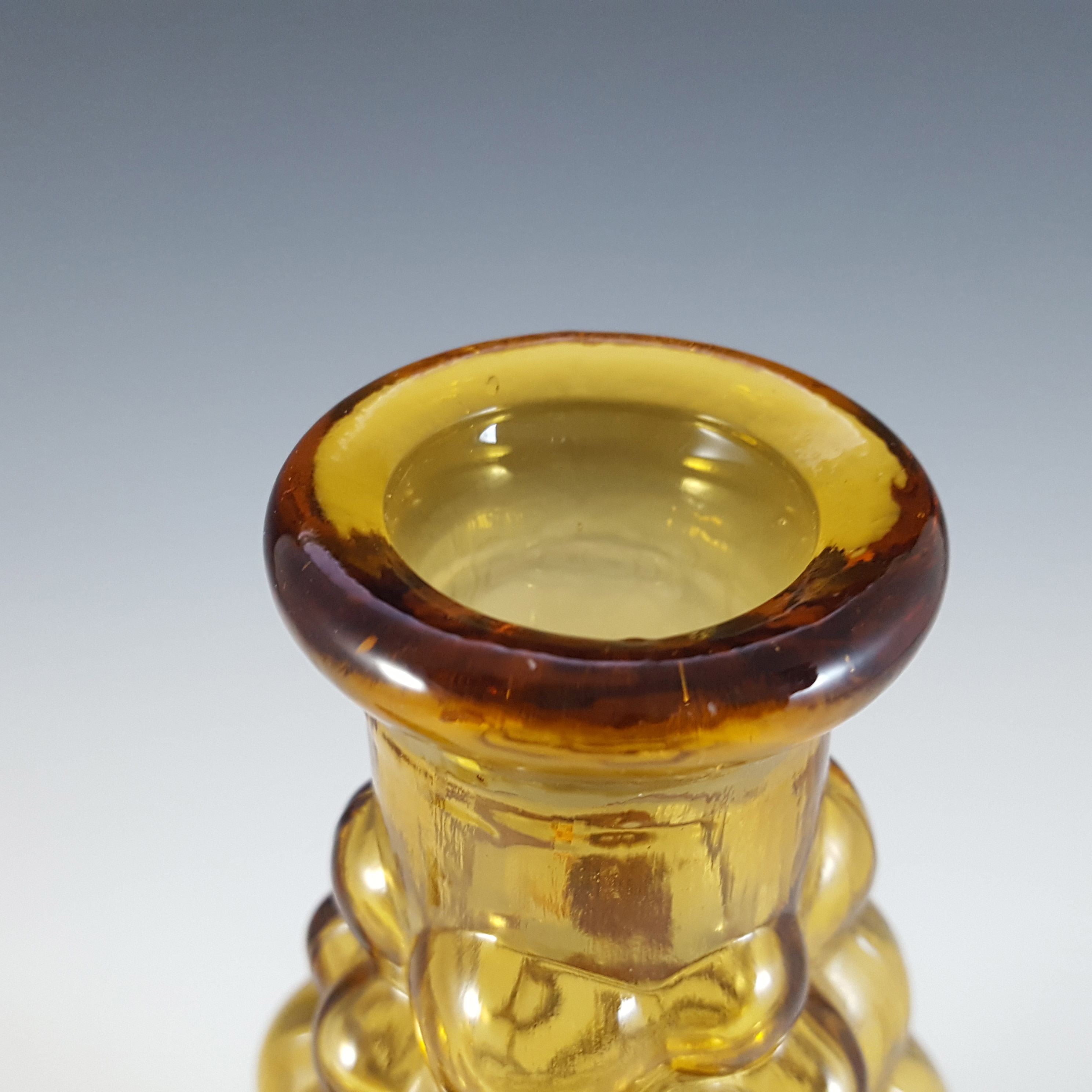 (image for) Empoli Italian Amber Glass Vintage Decorative 'Genie' Bottle - Click Image to Close