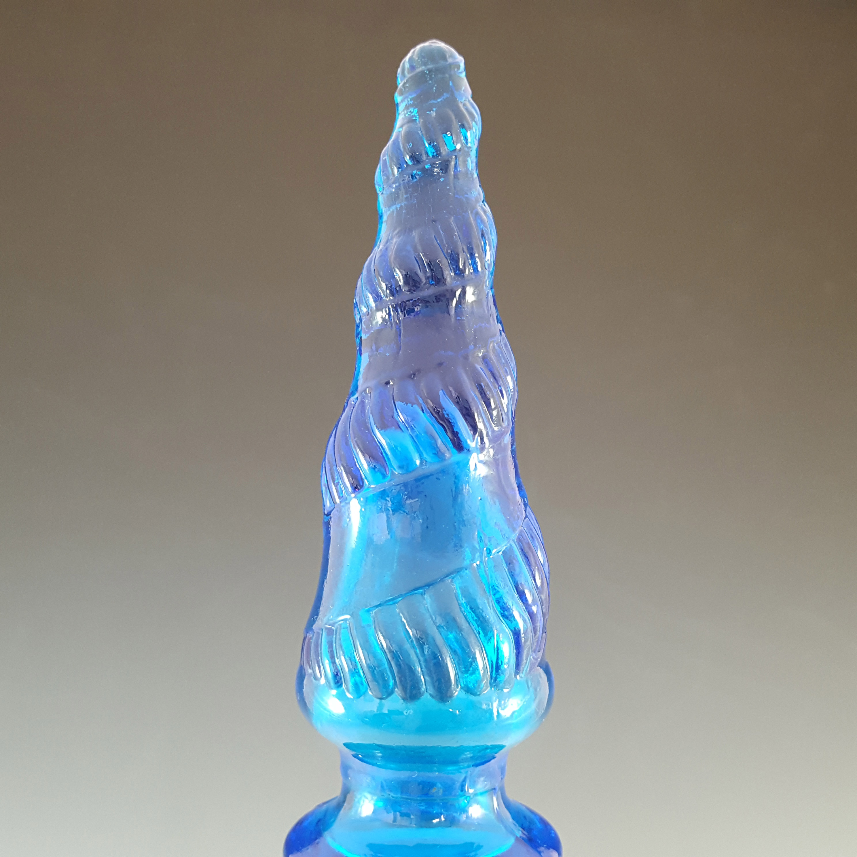 (image for) LARGE Empoli Italian Blue Glass Snake Skin 'Genie' Bottle - Click Image to Close