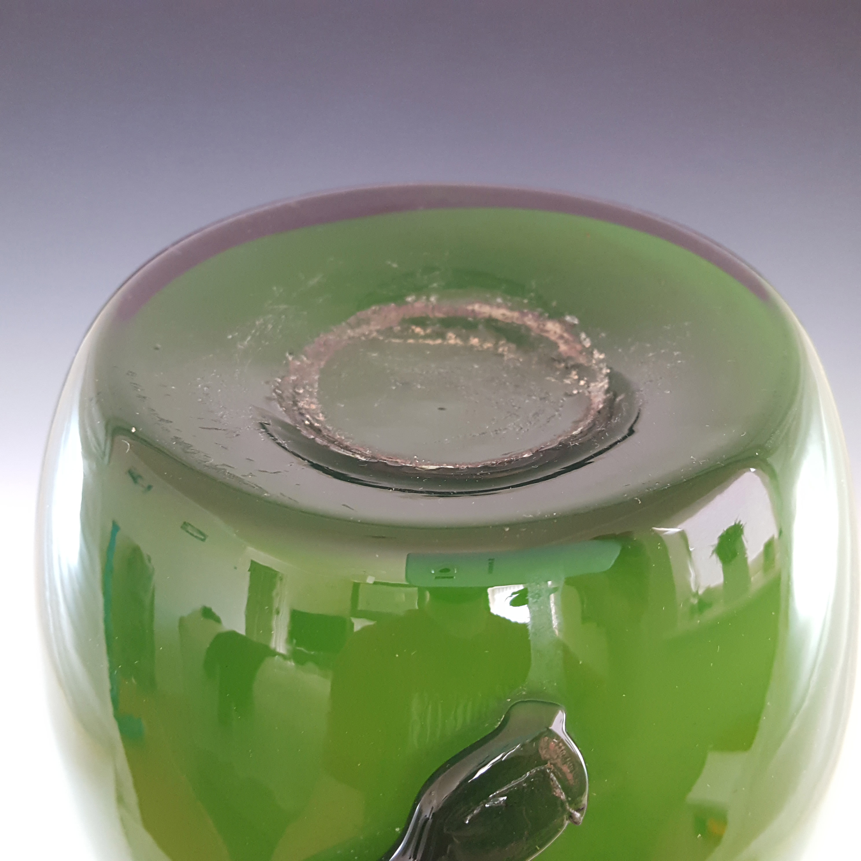 Cristalleria Fratelli Betti Italian Empoli Green Glass Vase - Click Image to Close