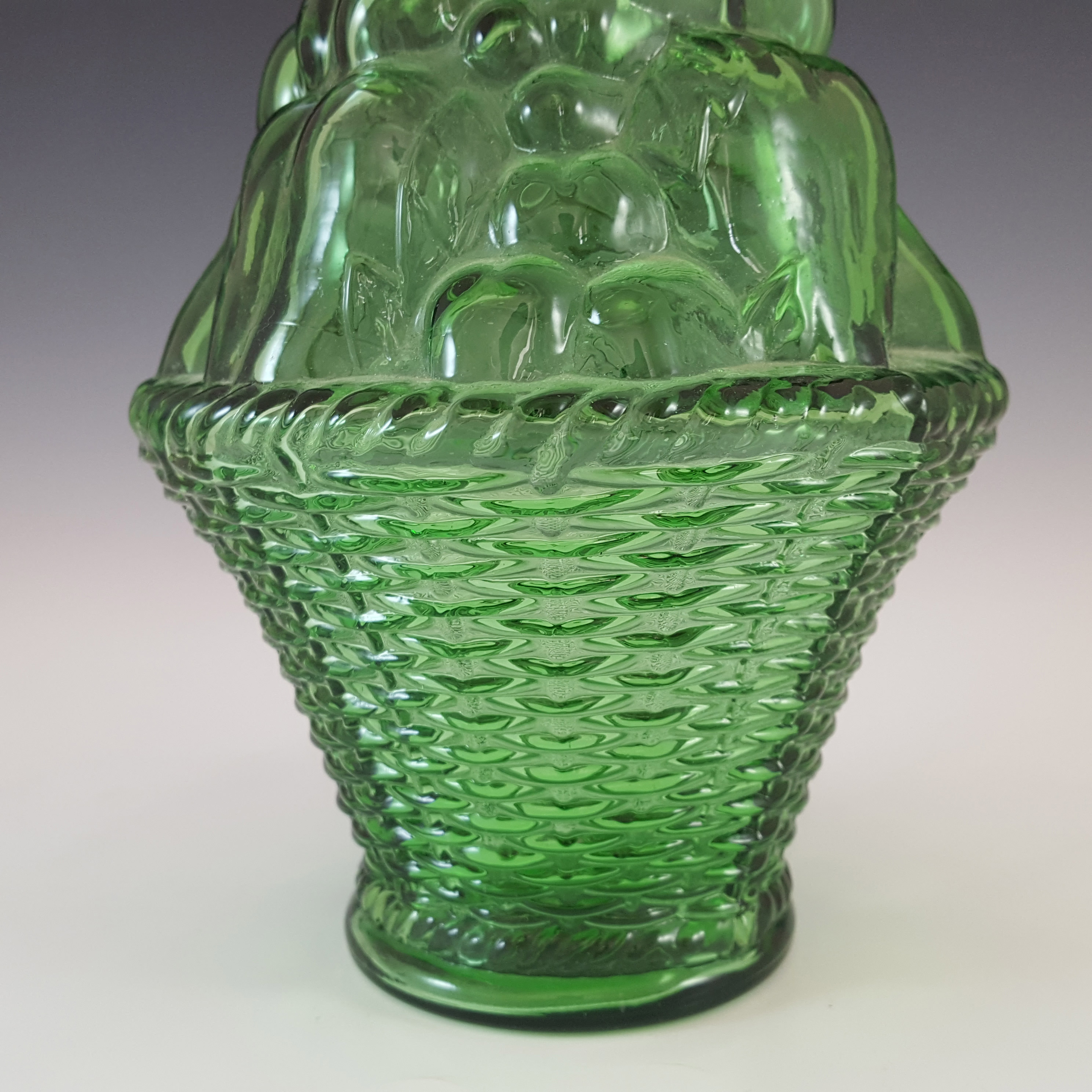 Empoli Italian Green Glass Fruit Basket Genie Bottle / Decanter - Click Image to Close