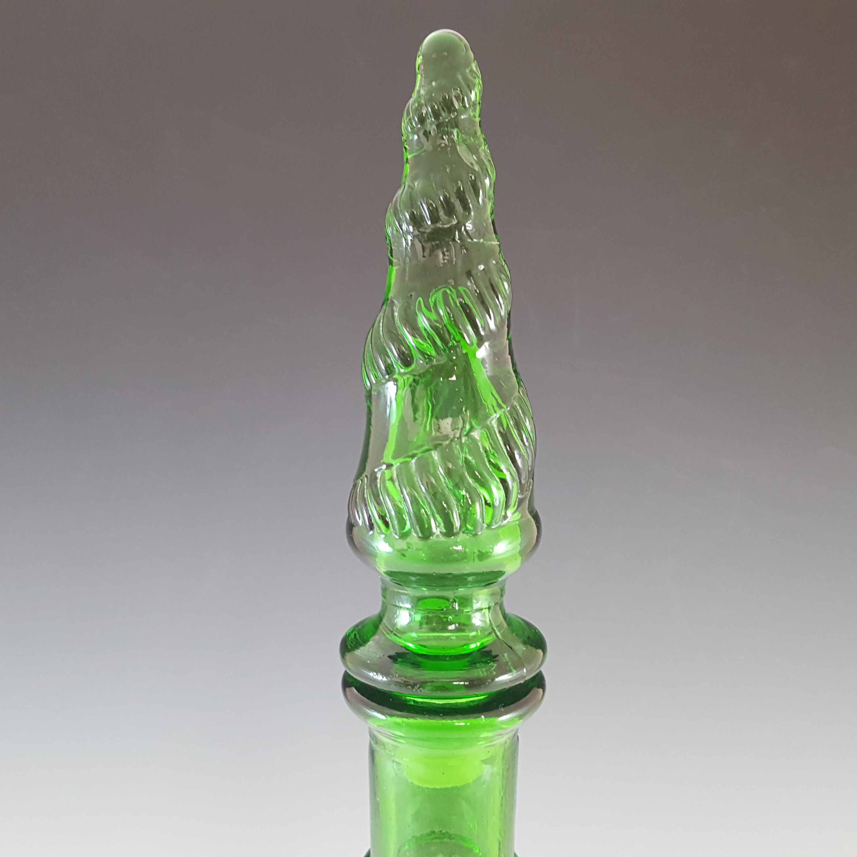 (image for) LARGE Empoli Italian Green Glass Snake Skin 'Genie' Bottle - Click Image to Close