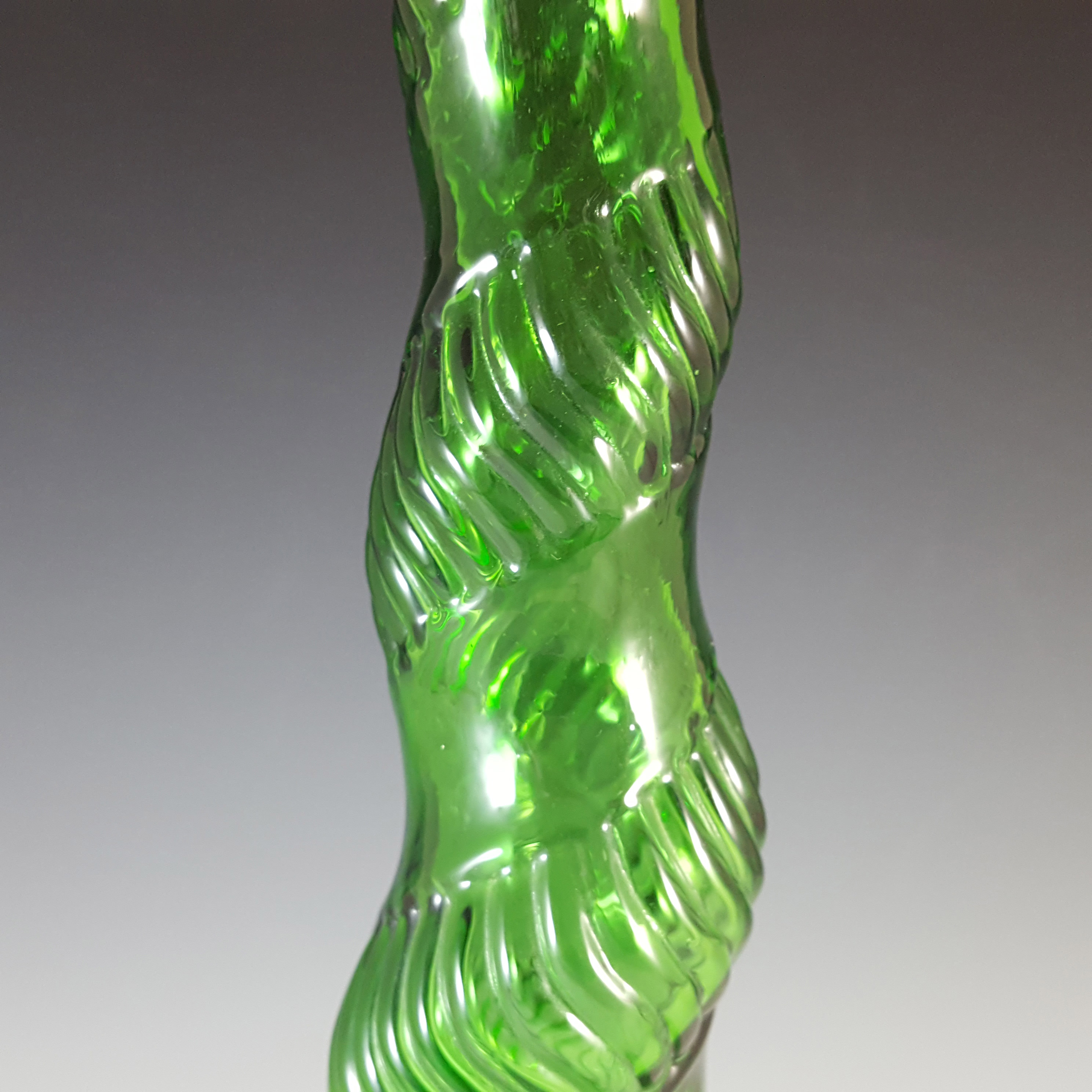 (image for) HUGE Empoli Italian Green Glass Snake Skin 'Genie' Bottle - Click Image to Close